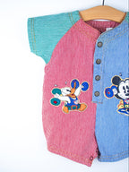 Vintage Disney Mickey Mouse Denim Stripe Romper - Age 6 months