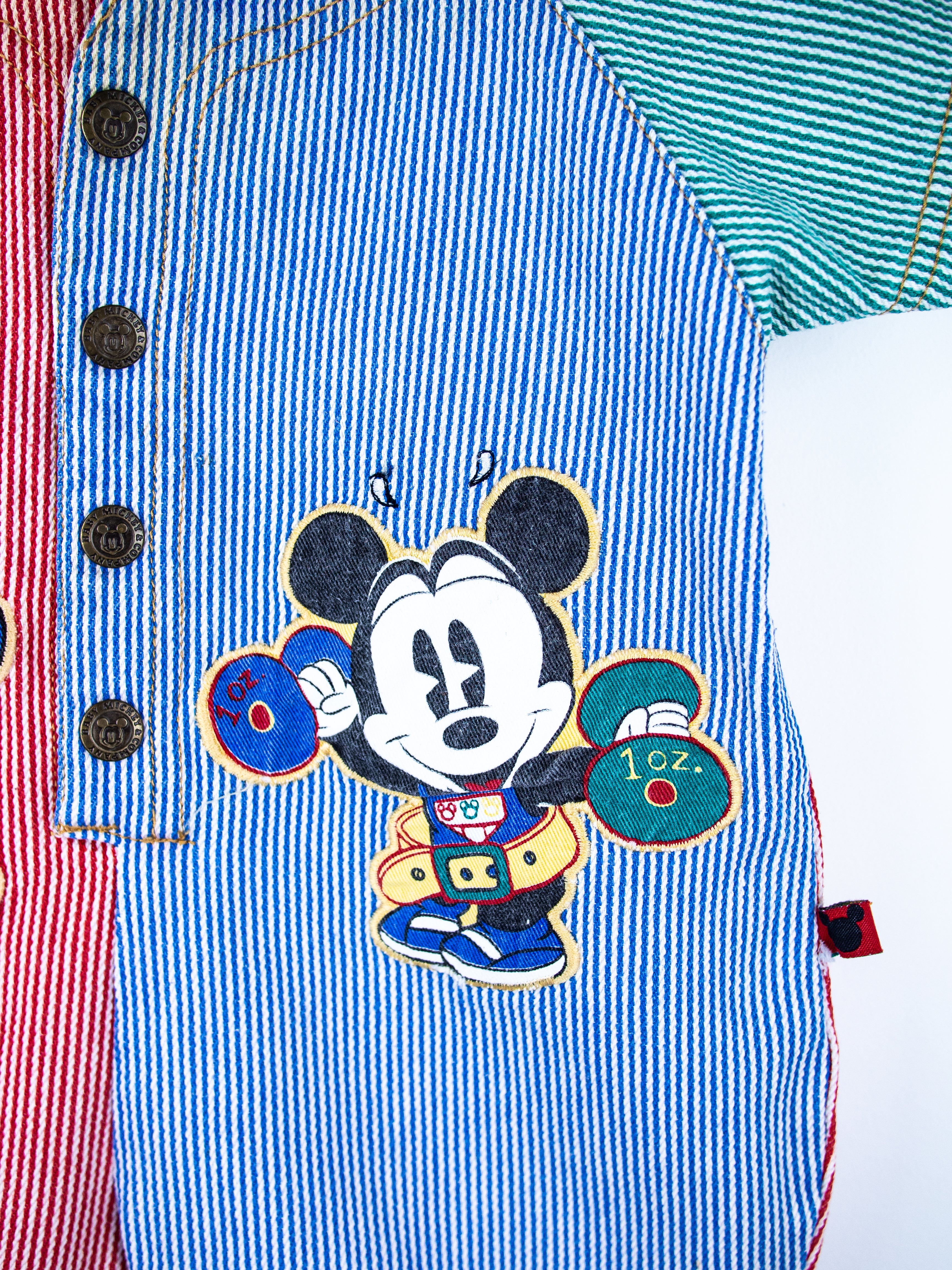 Vintage Disney Mickey Mouse Denim Stripe Romper - Age 6 months