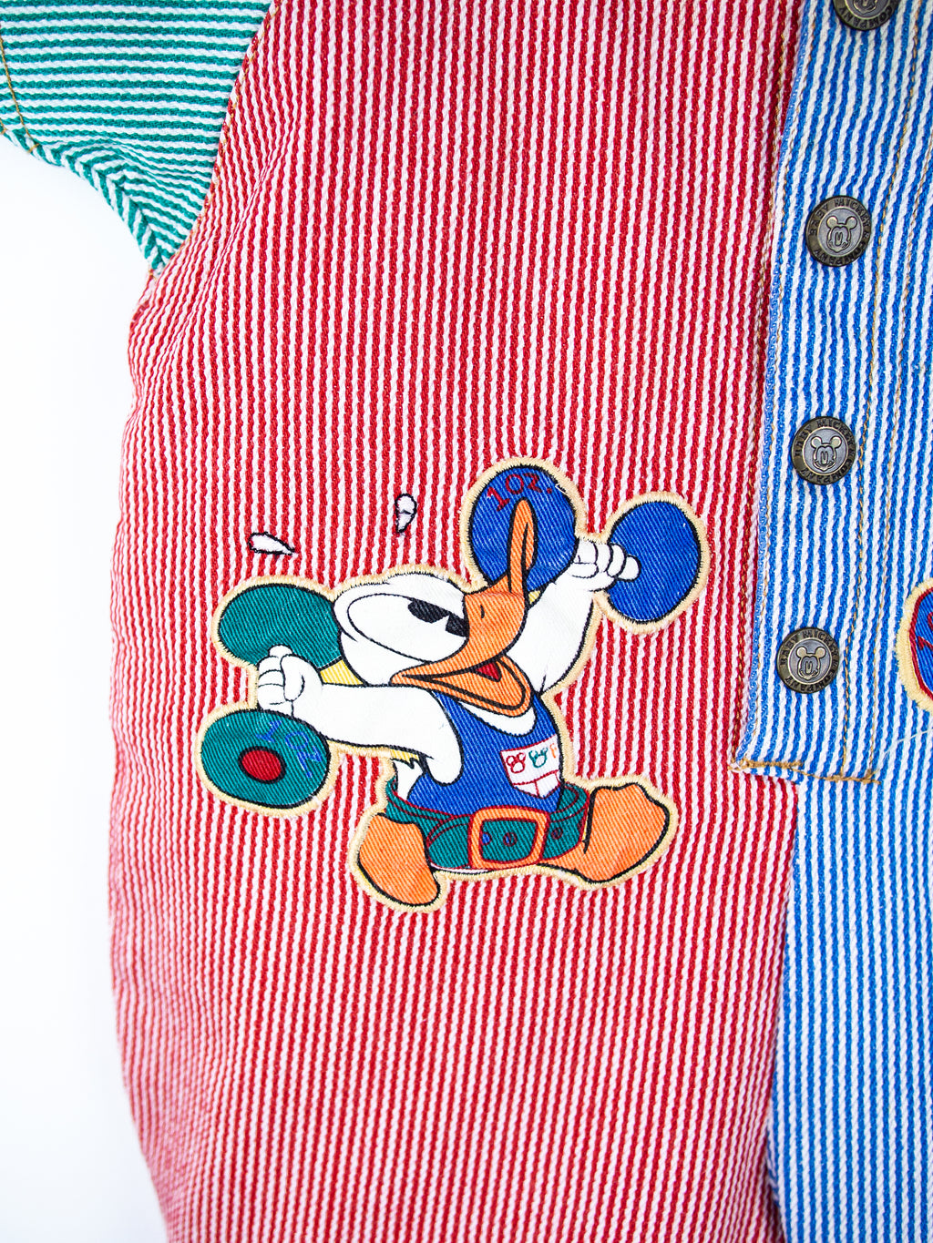 Vintage Disney Mickey Mouse Denim Stripe Romper - Age 6 months