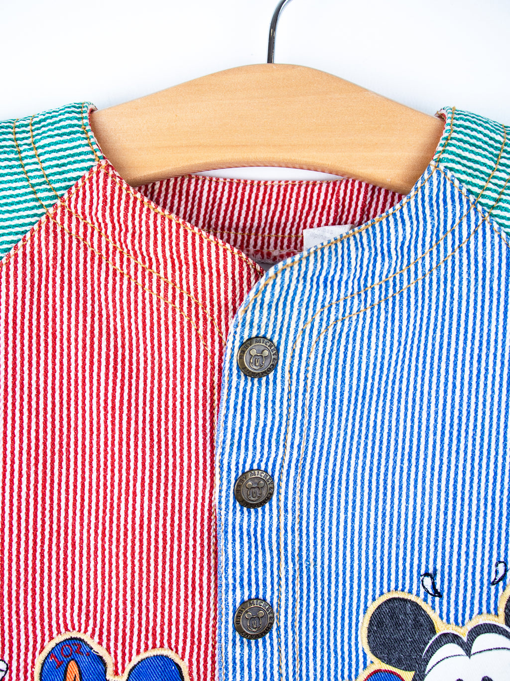 Vintage Disney Mickey Mouse Denim Stripe Romper - Age 6 months