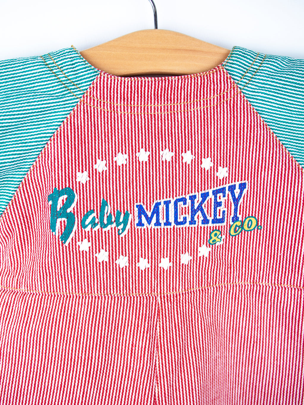 Vintage Disney Mickey Mouse Denim Stripe Romper - Age 6 months