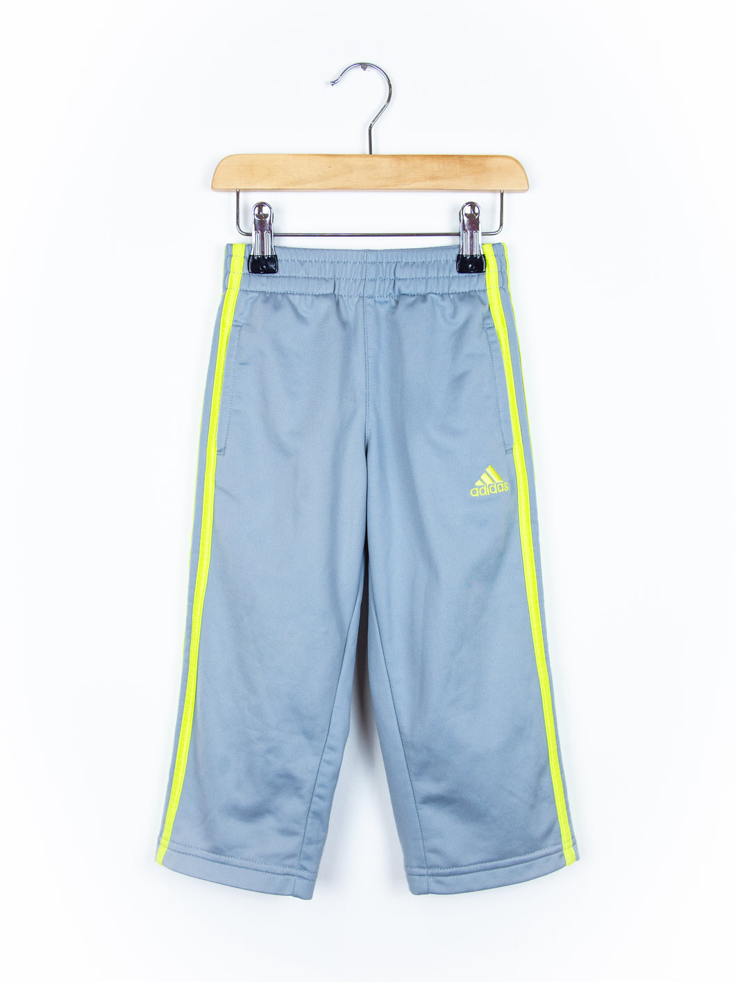 Adidas Grey & Neon Lime Trackie Trousers - Age 3T