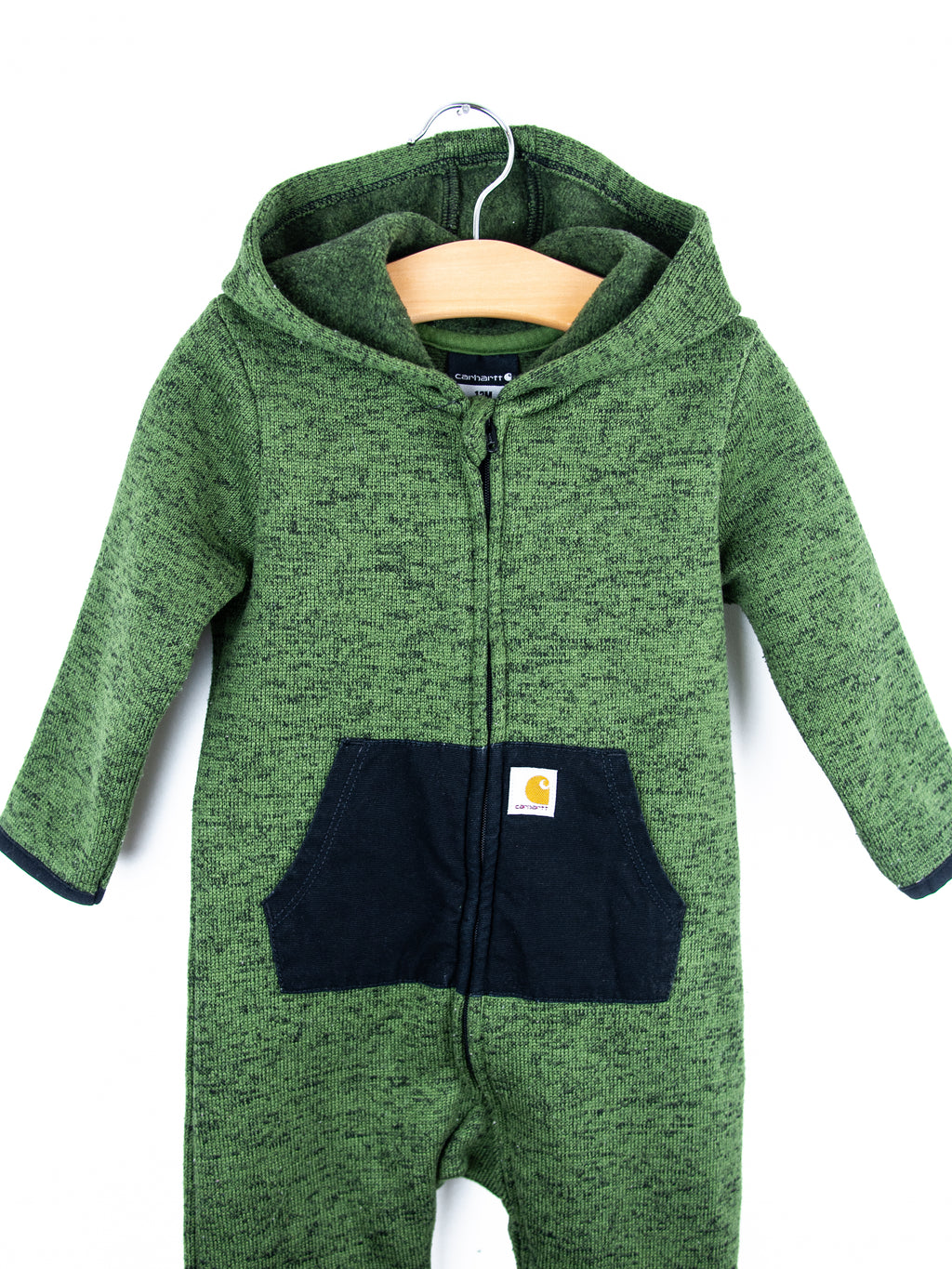 Carhartt`Forest Green Marl Knit Snowsuit - Age 9-12 months