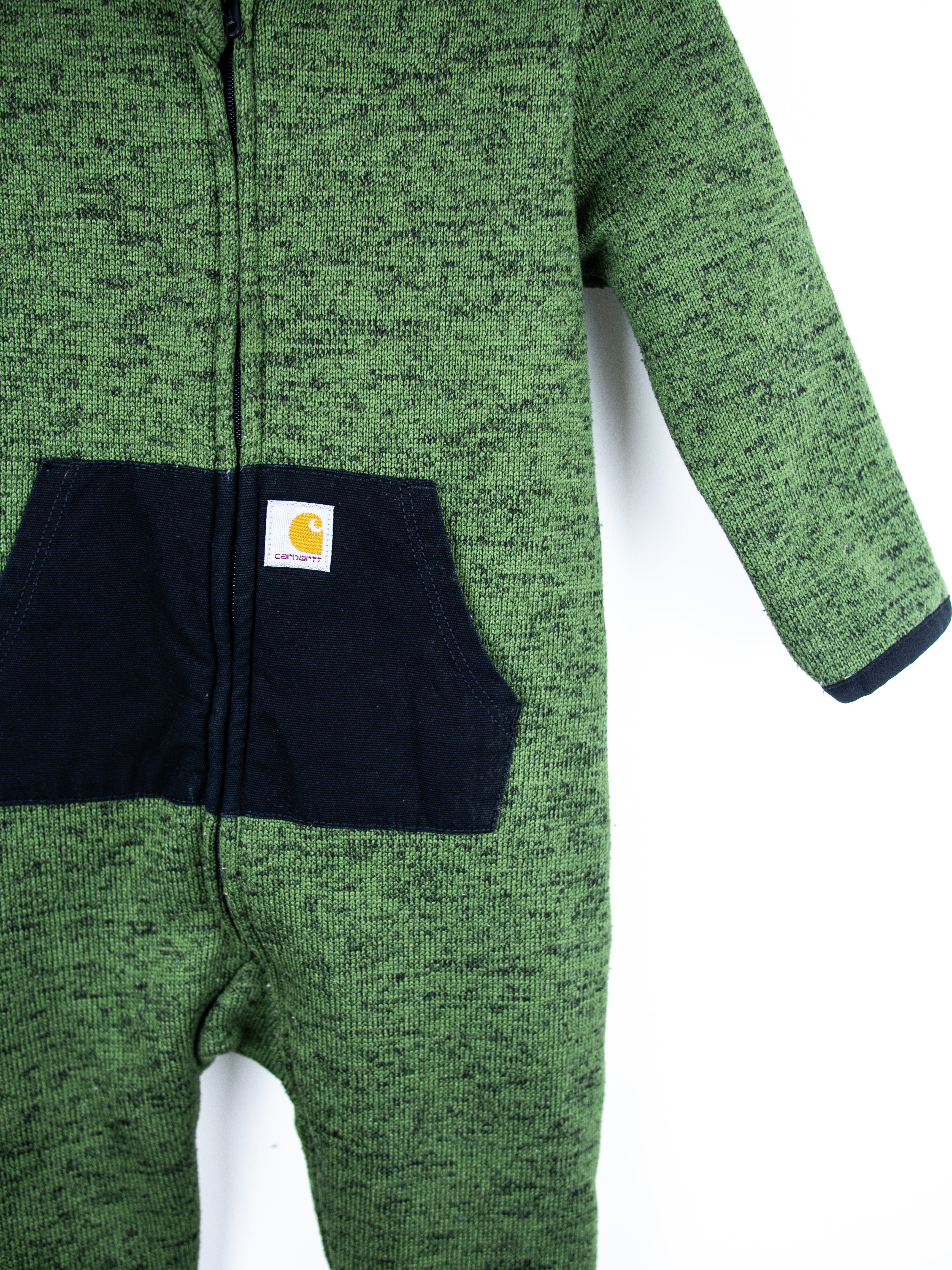 Carhartt`Forest Green Marl Knit Snowsuit - Age 9-12 months