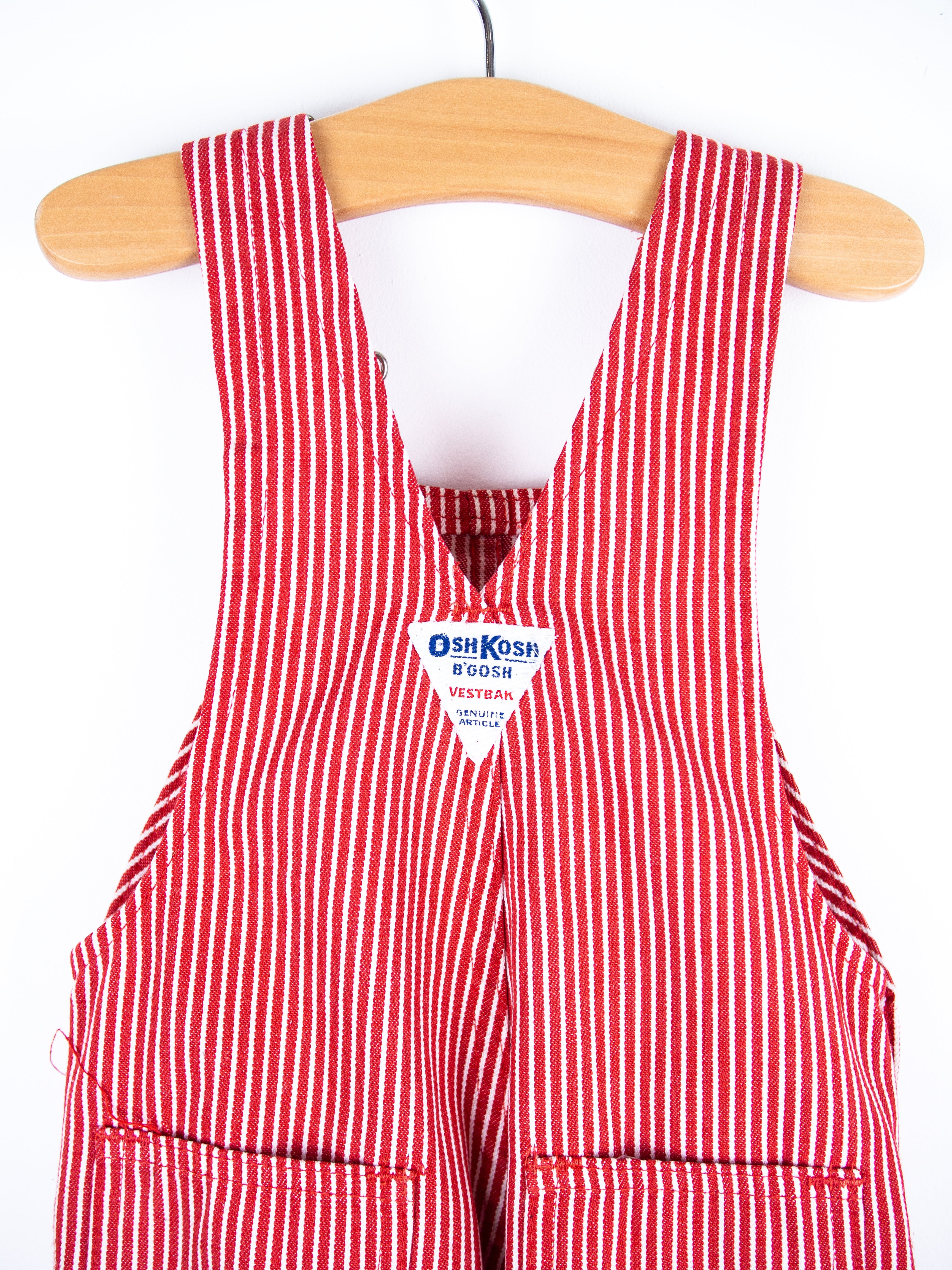 Osh Kosh Red Hickory Stripe Dungarees - Age 18 months