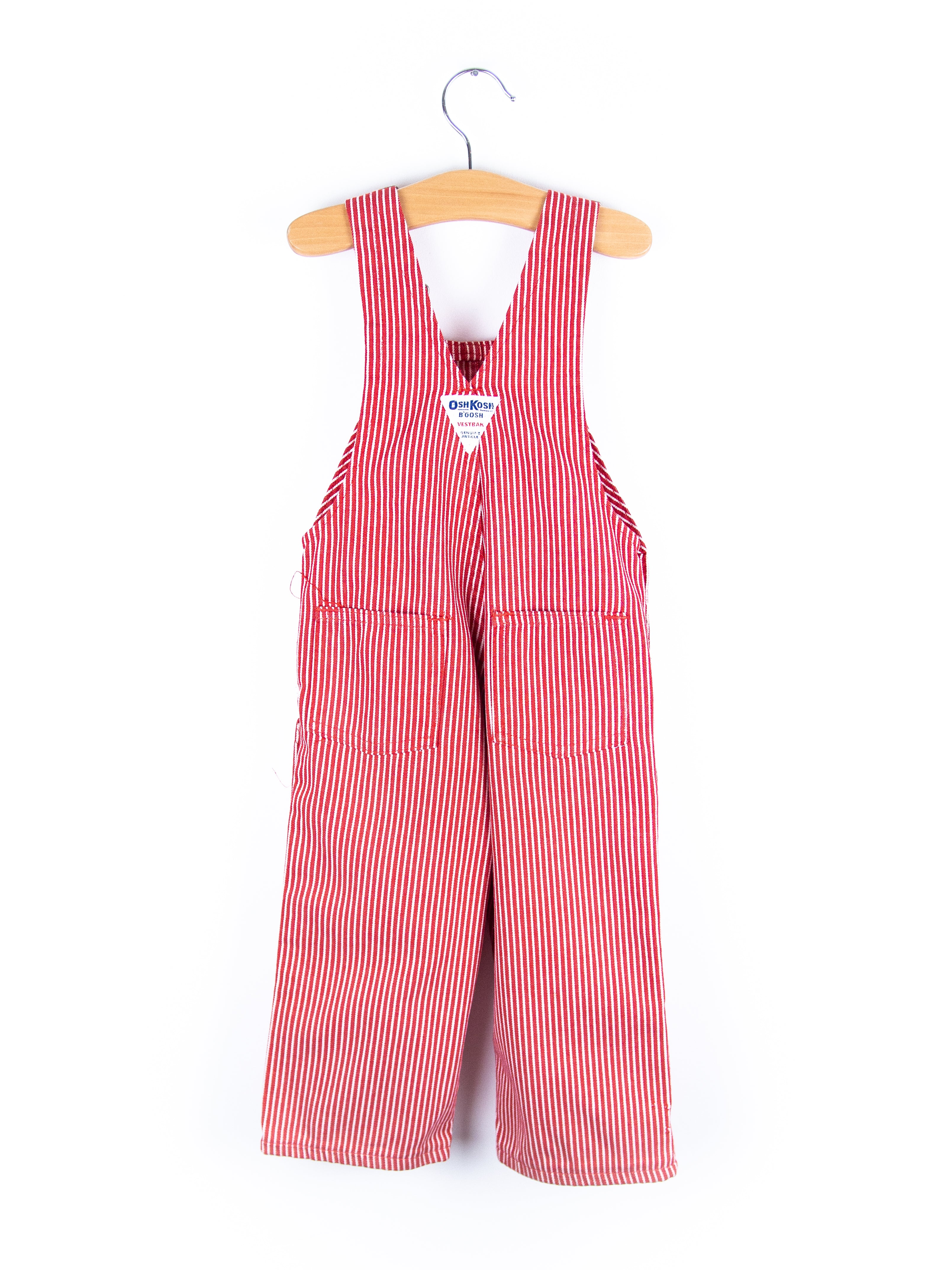 Osh Kosh Red Hickory Stripe Dungarees - Age 18 months