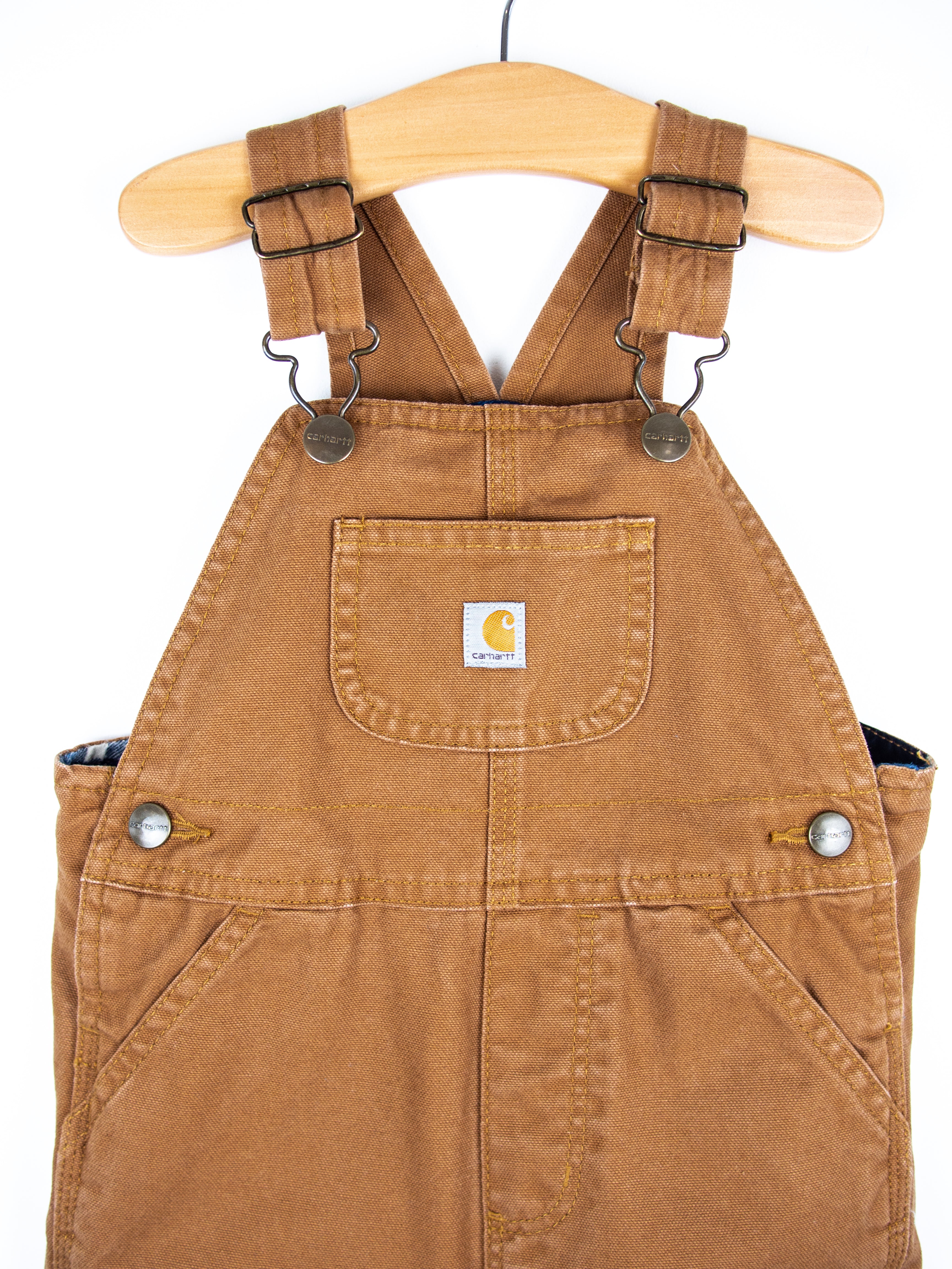 Carhartt Tan Canvas Dungarees with Check Lining - Age 24 months