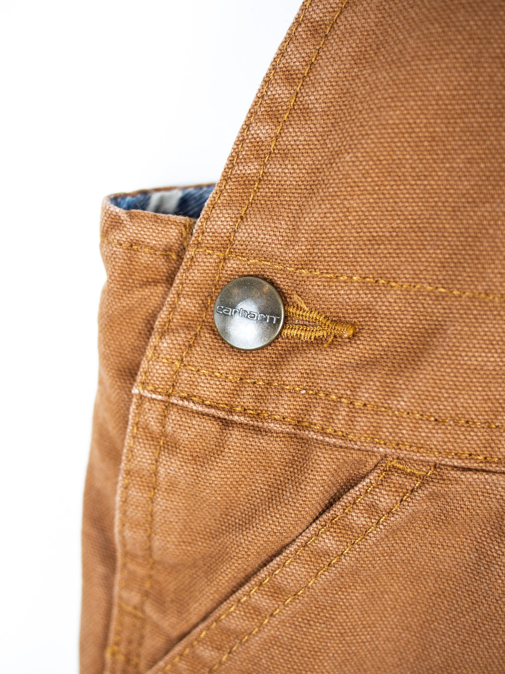 Carhartt Tan Canvas Dungarees with Check Lining - Age 24 months