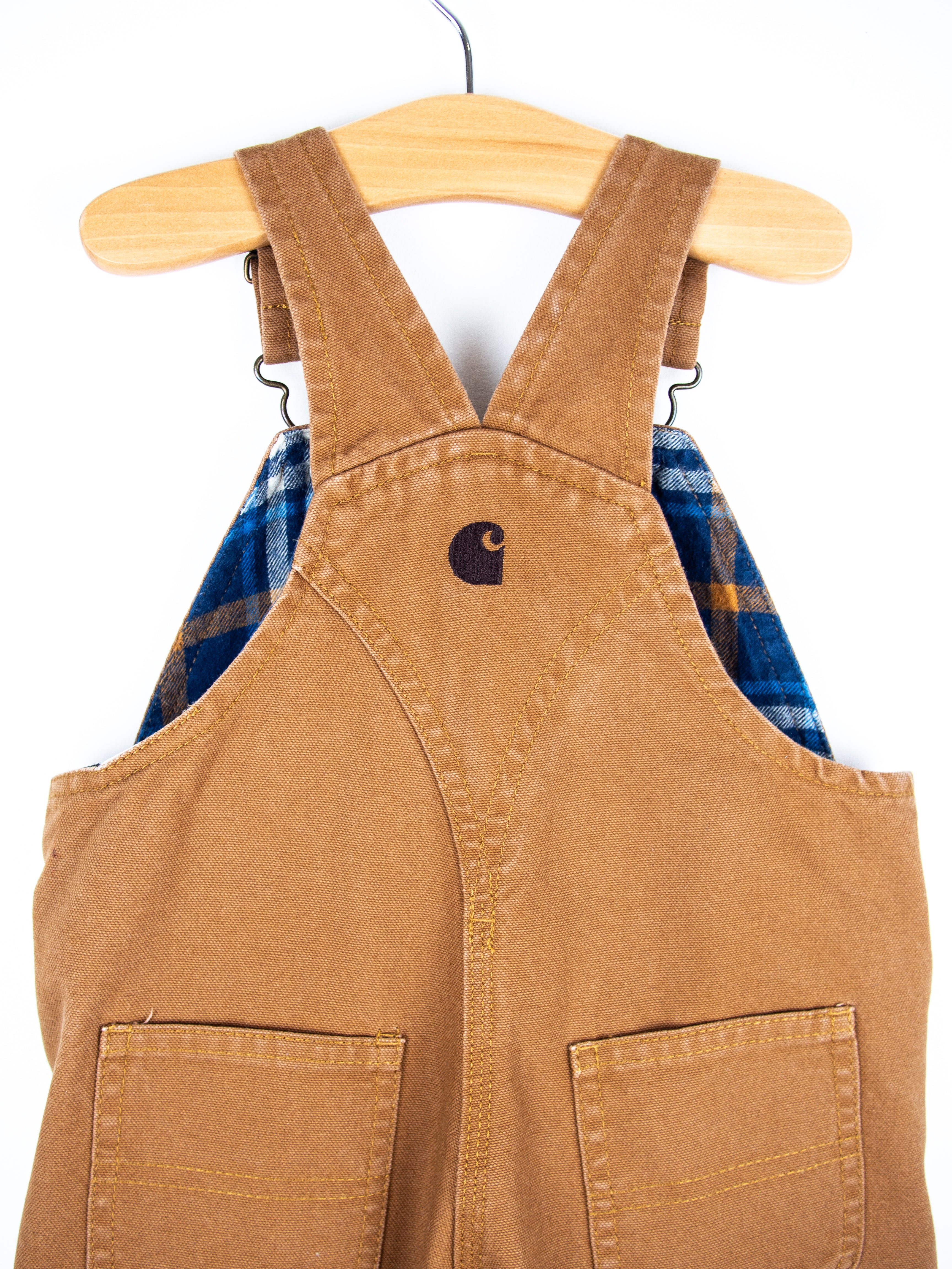 Carhartt Tan Canvas Dungarees with Check Lining - Age 24 months