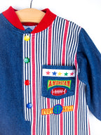 Vintage American Football Stripe & Denim Boiler Suit - Age 24 months