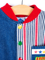 Vintage American Football Stripe & Denim Boiler Suit - Age 24 months