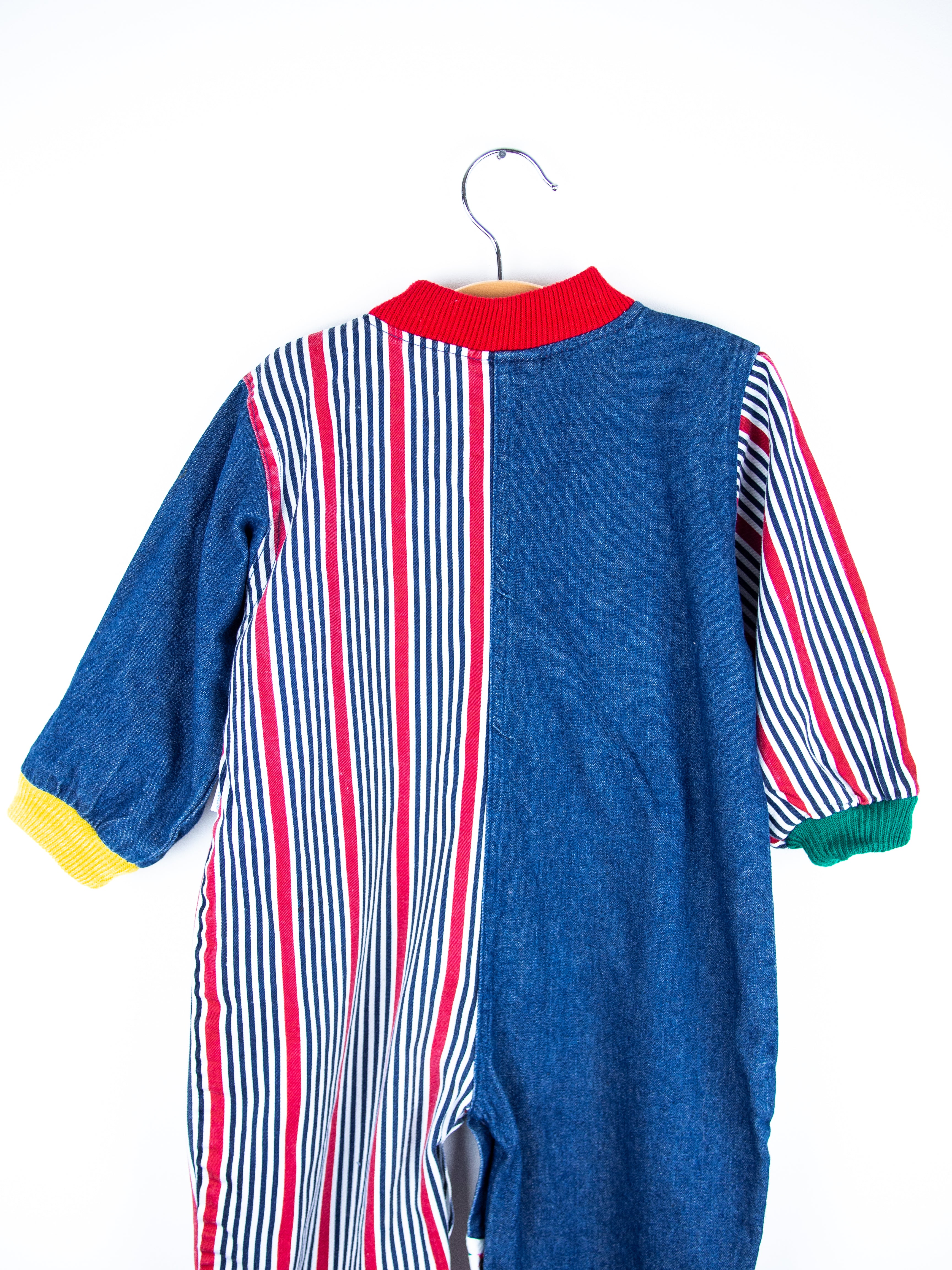 Vintage American Football Stripe & Denim Boiler Suit - Age 24 months