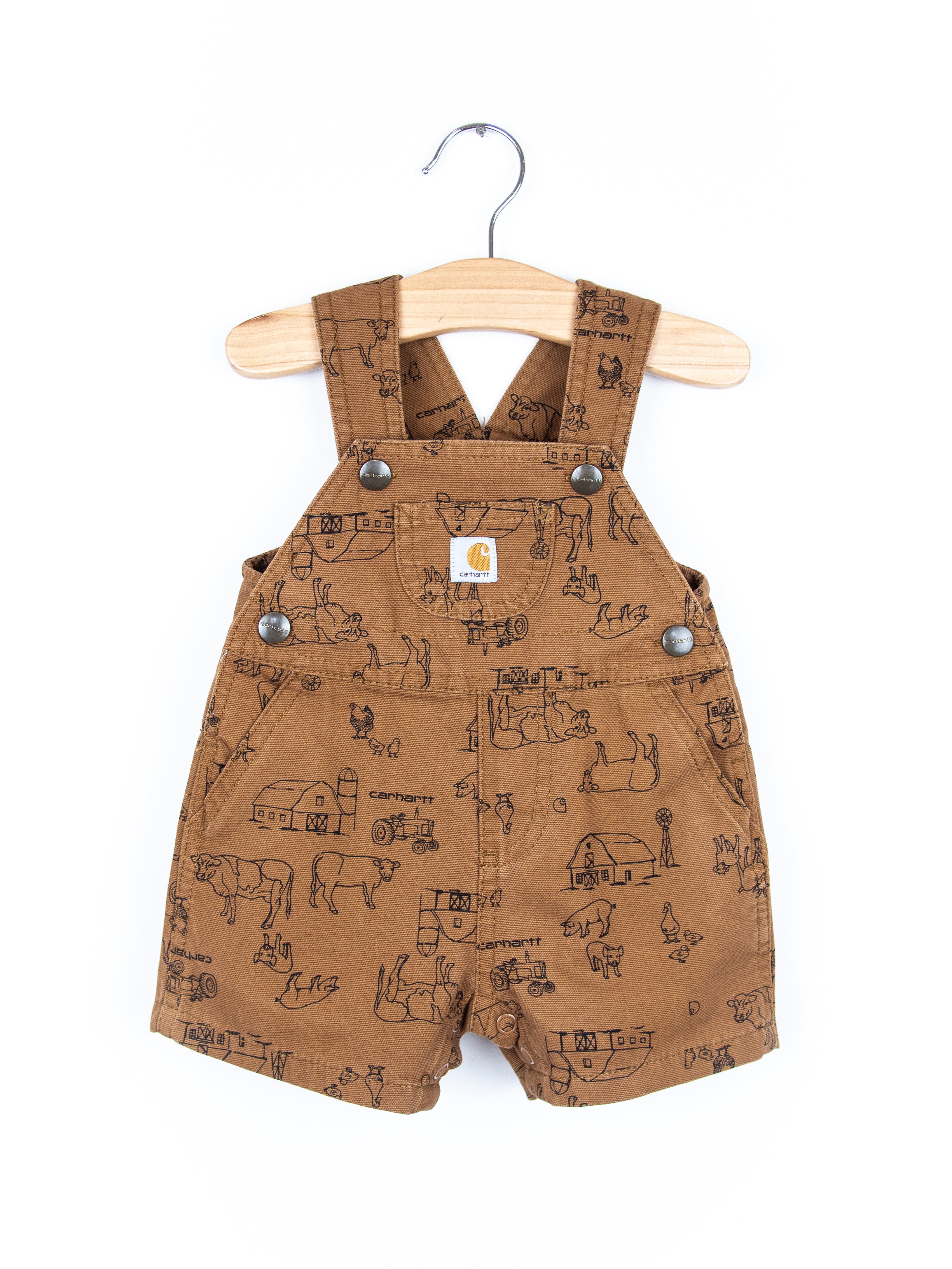 Carhartt Farm Print Dungaree Shorties - Age 3 months