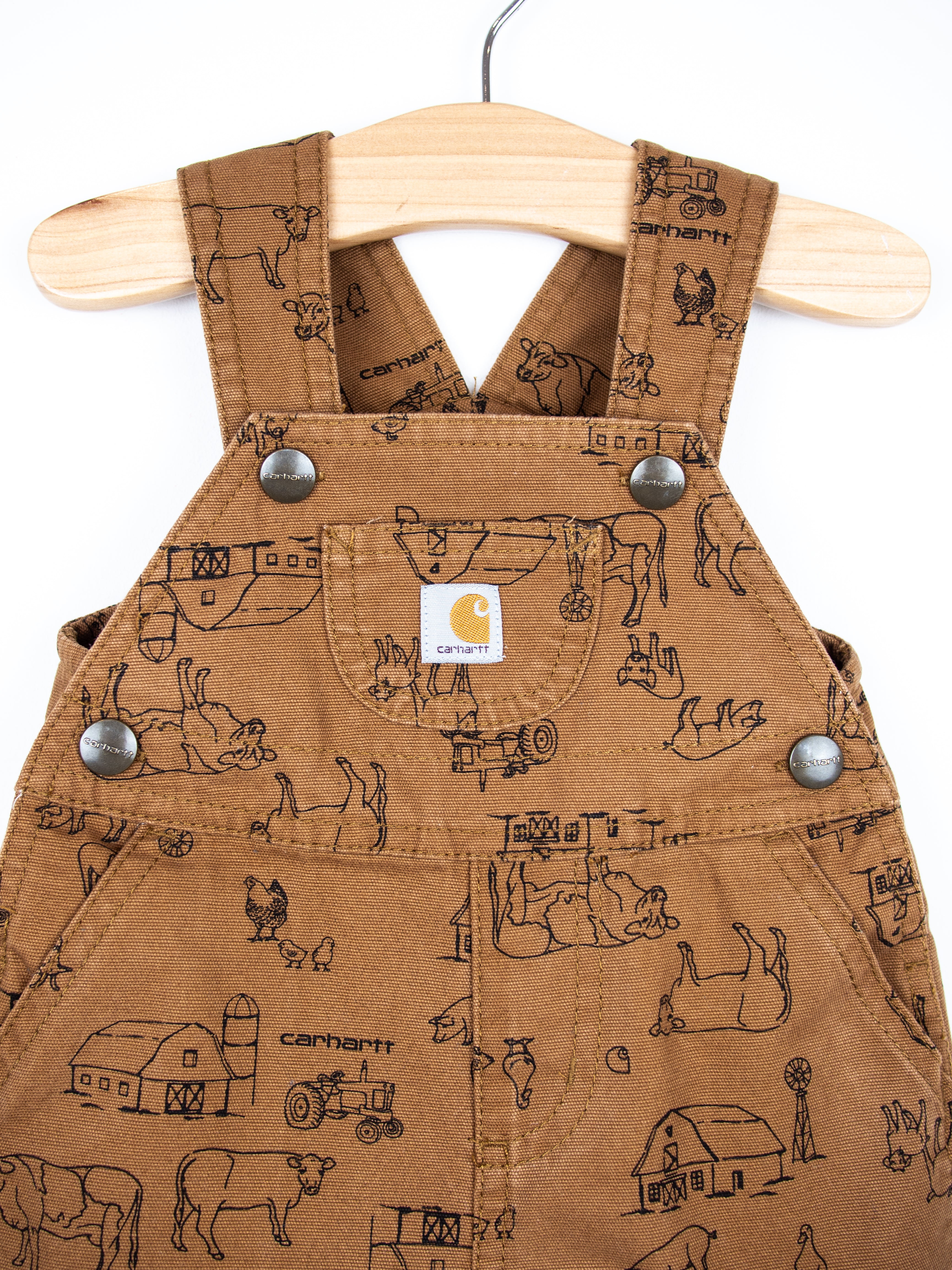 Carhartt Farm Print Dungaree Shorties - Age 3 months
