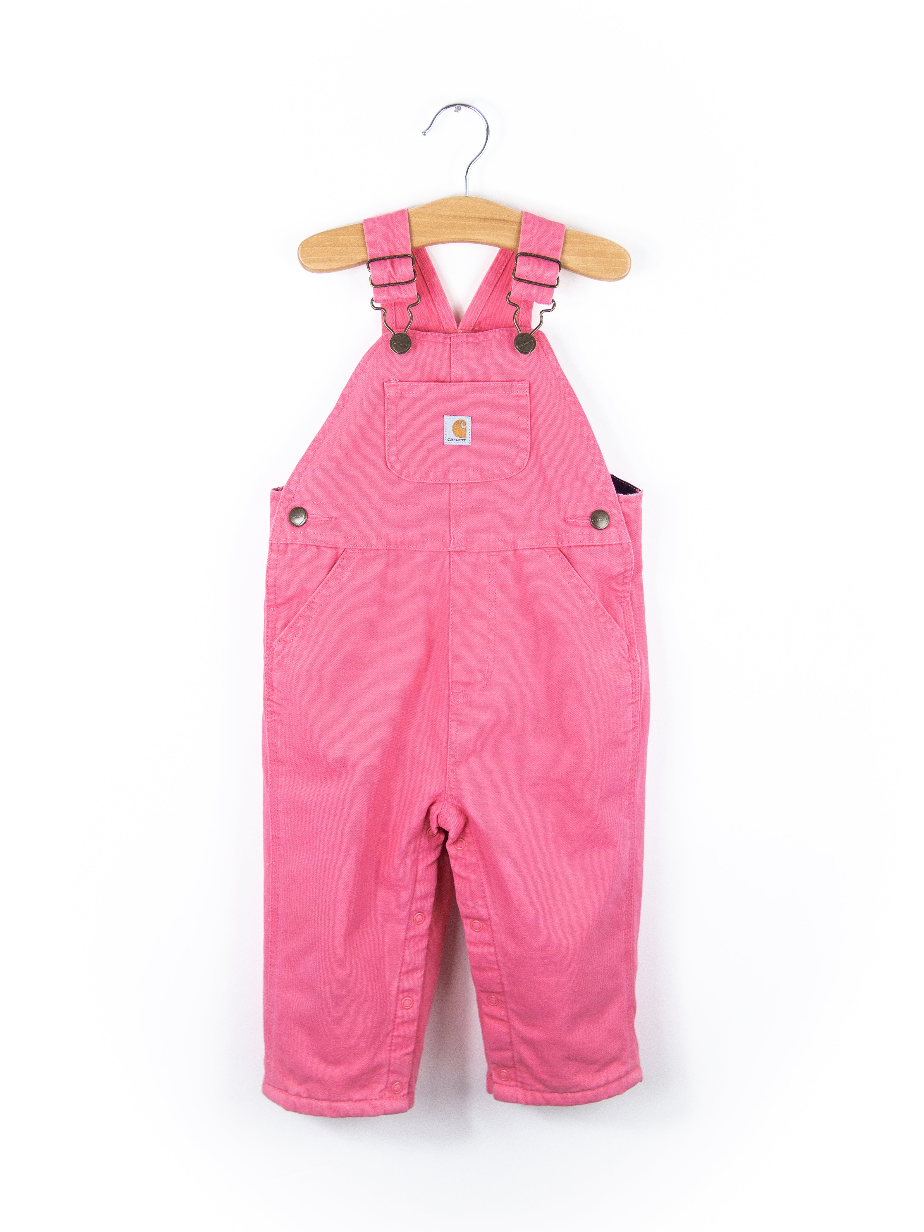 Carhartt Pink Canvas Dungarees with Check Lining - Age 18 months