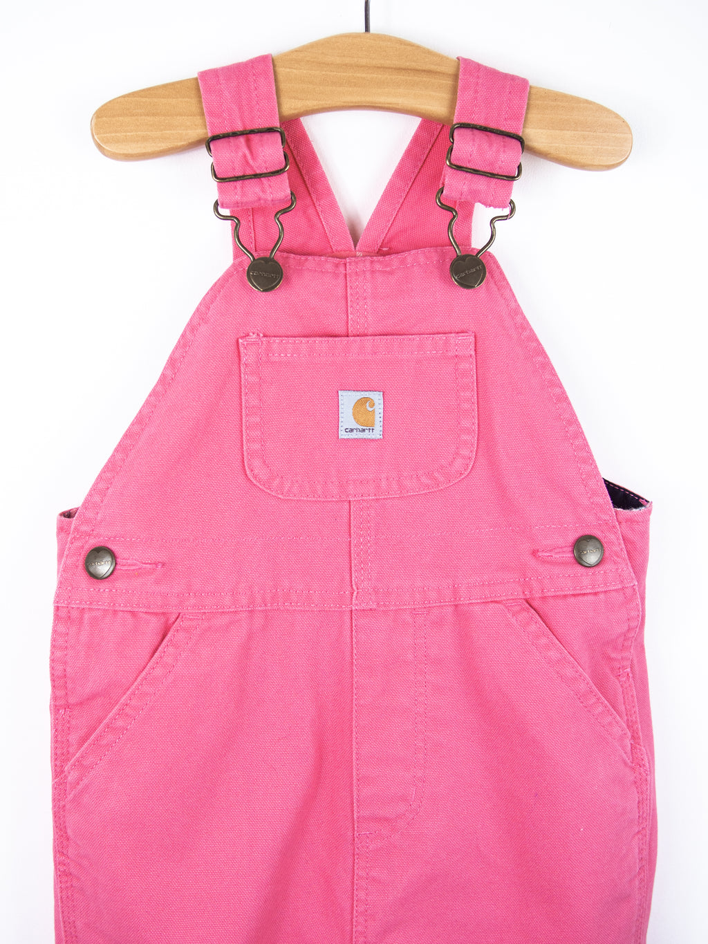 Carhartt Pink Canvas Dungarees with Check Lining - Age 18 months
