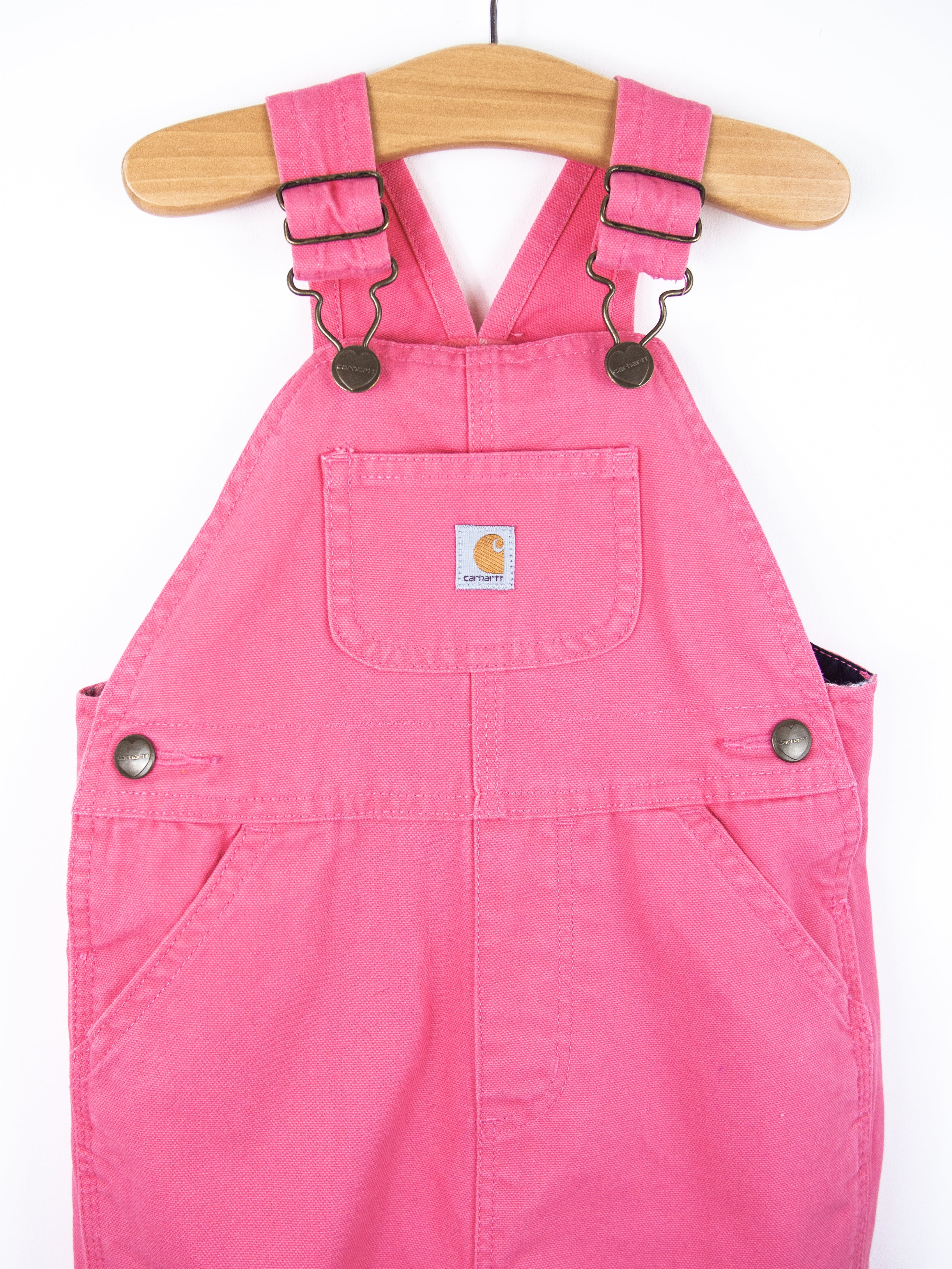 Carhartt Pink Canvas Dungarees with Check Lining - Age 18 months