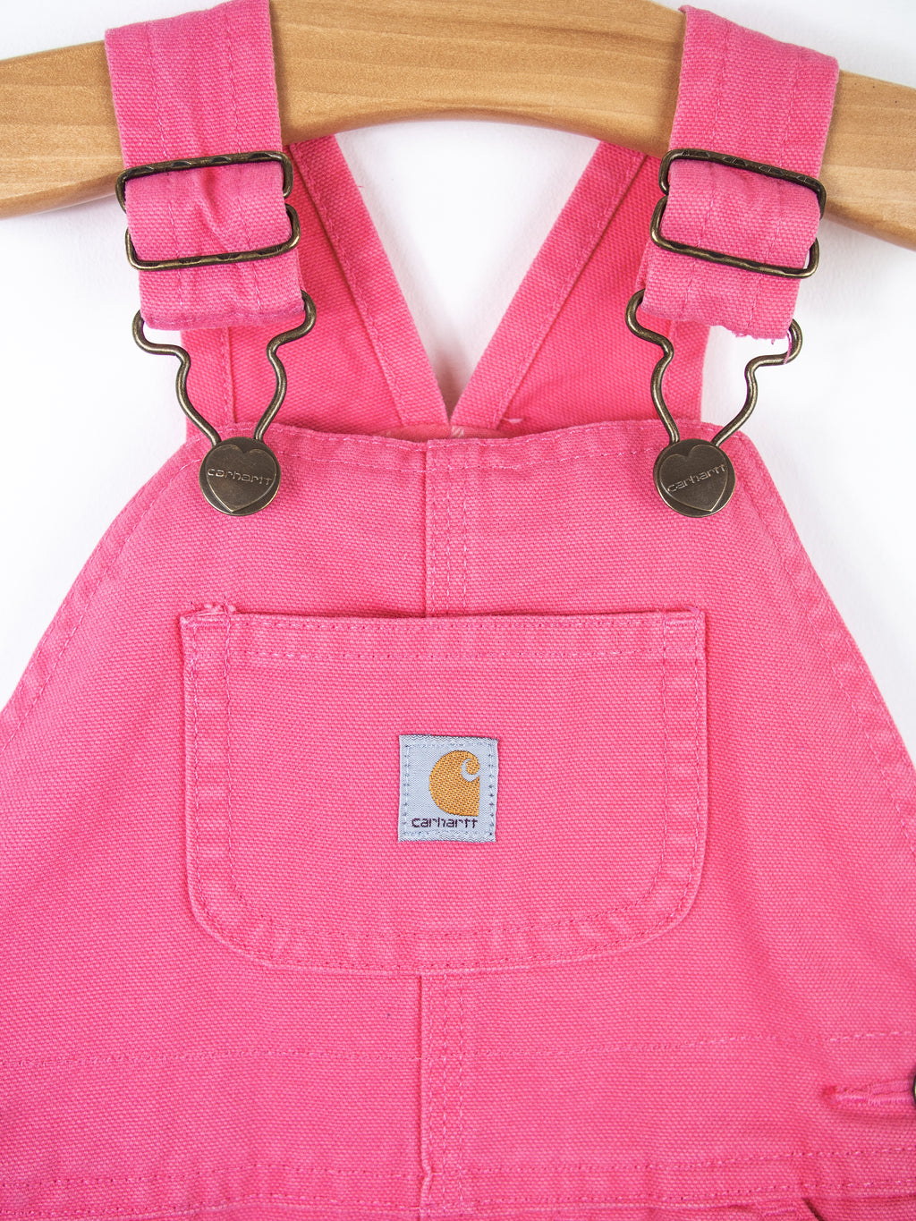 Carhartt Pink Canvas Dungarees with Check Lining - Age 18 months