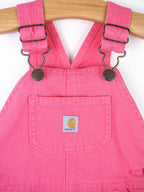 Carhartt Pink Canvas Dungarees with Check Lining - Age 18 months