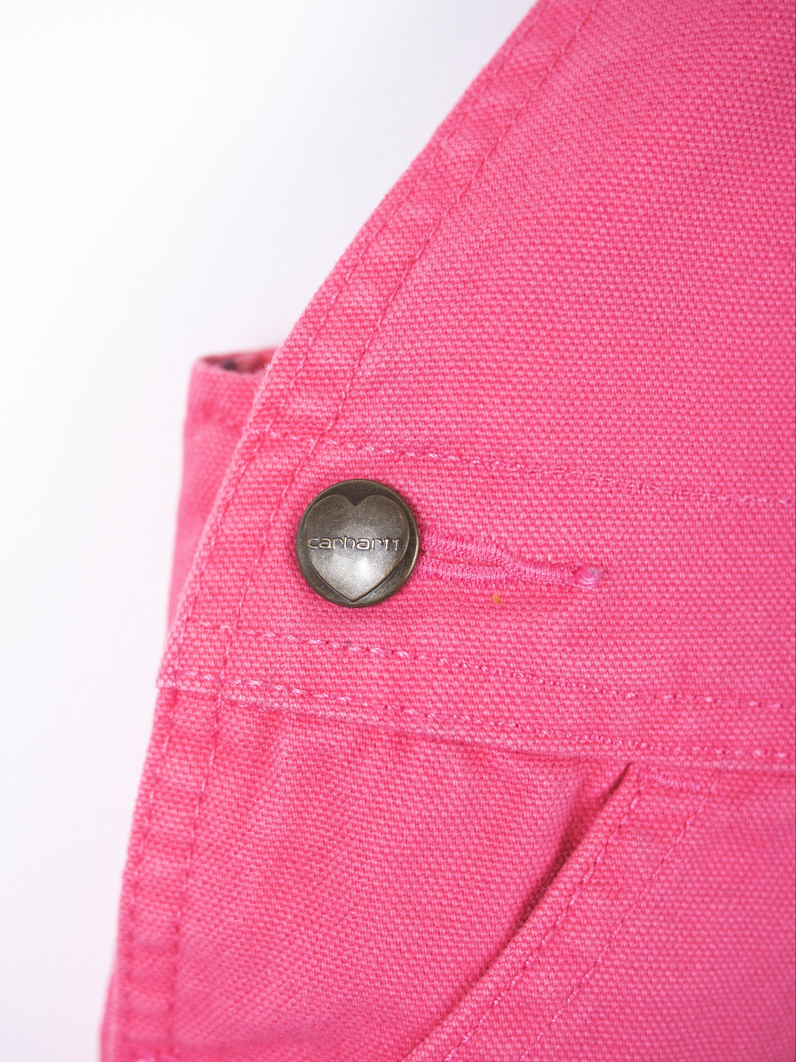 Carhartt Pink Canvas Dungarees with Check Lining - Age 18 months