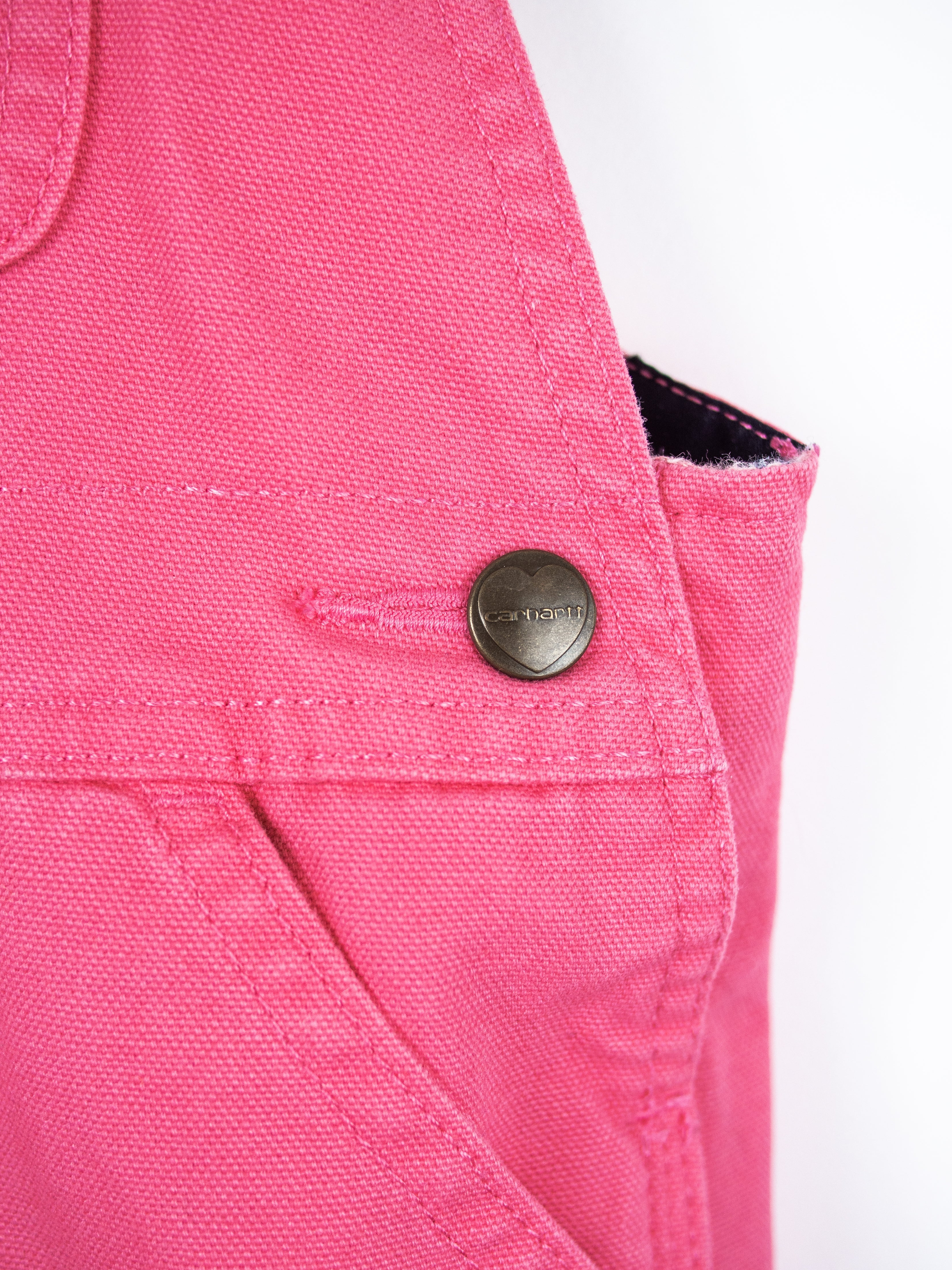 Carhartt Pink Canvas Dungarees with Check Lining - Age 18 months