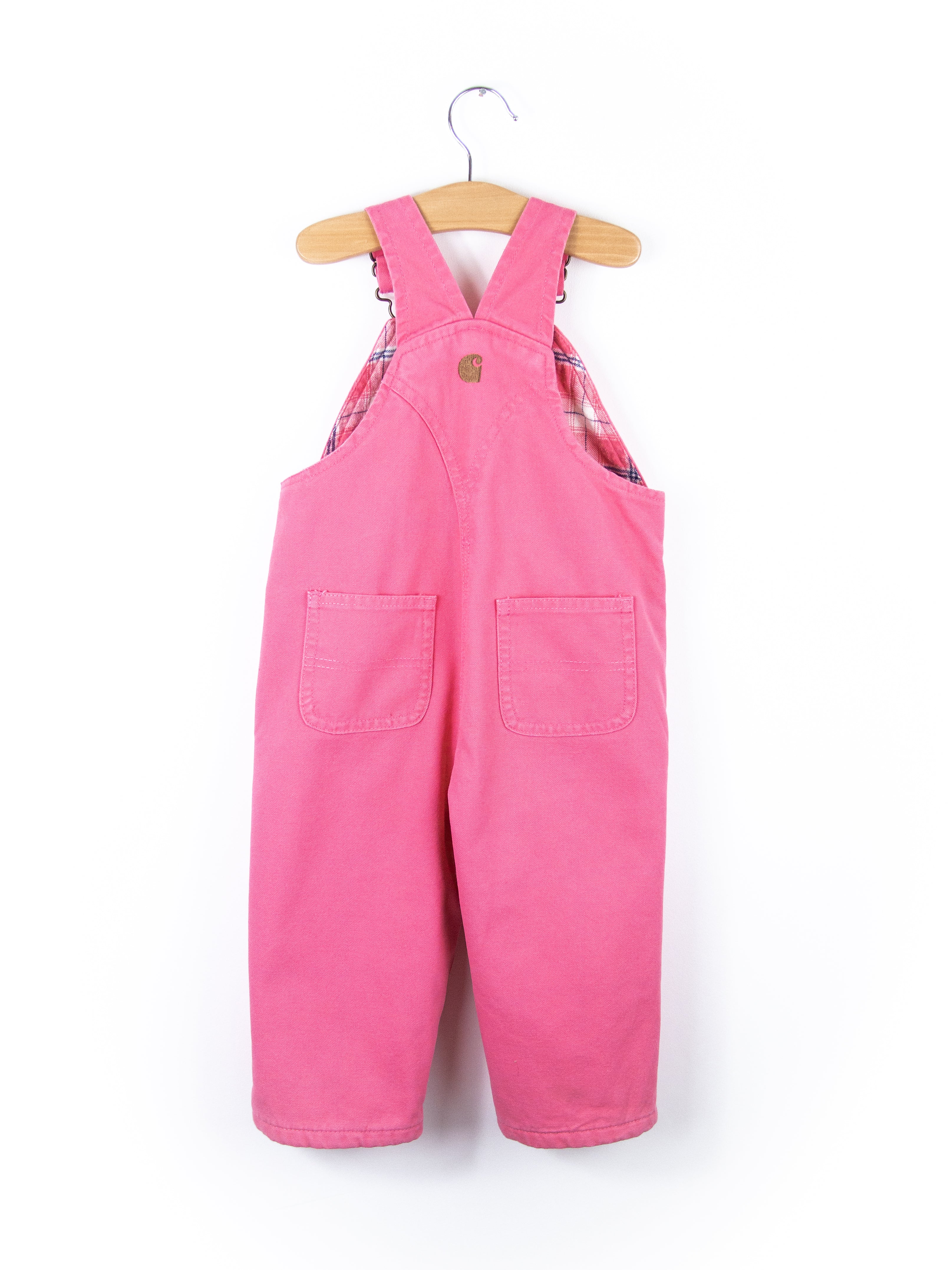 Carhartt Pink Canvas Dungarees with Check Lining - Age 18 months