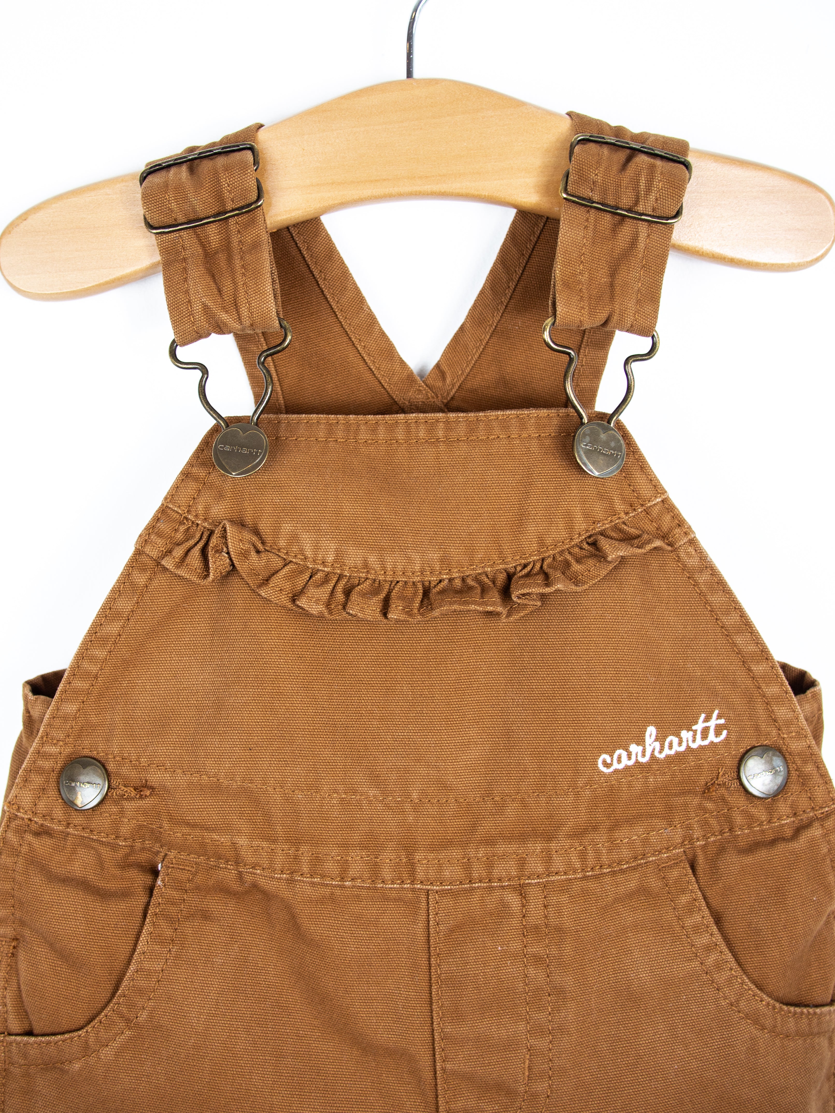 Carhartt Brown Frill Dungaree Shorties - Age 6 months