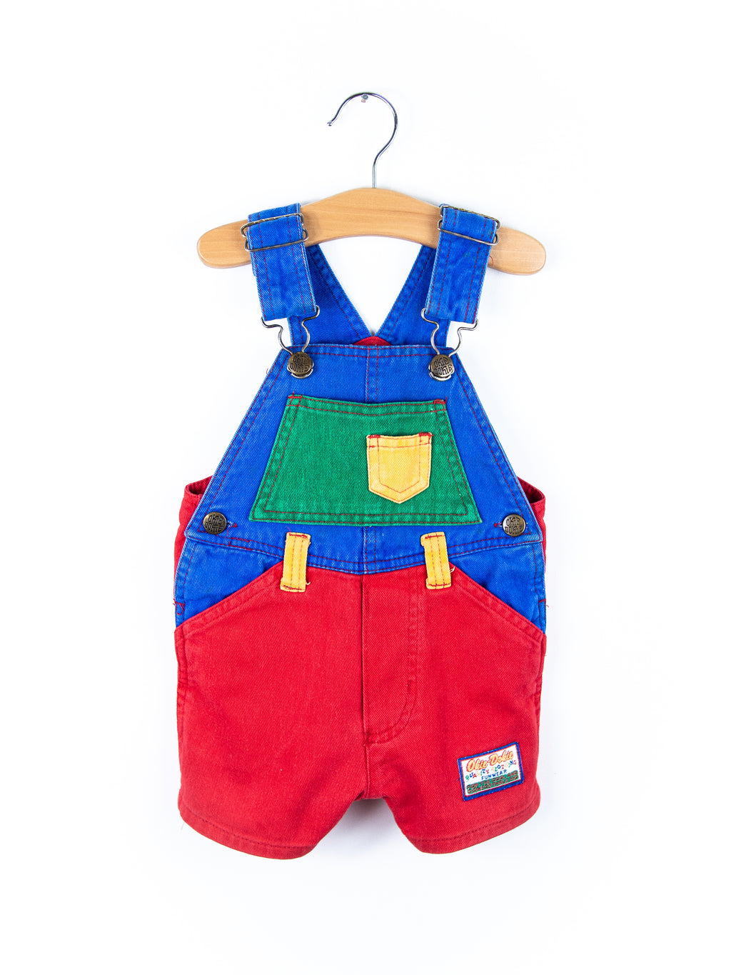 Vintage Colour Block Dungaree Shorties - Age 9-12 months - READ DESCRIPTION