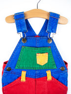 Vintage Colour Block Dungaree Shorties - Age 9-12 months - READ DESCRIPTION