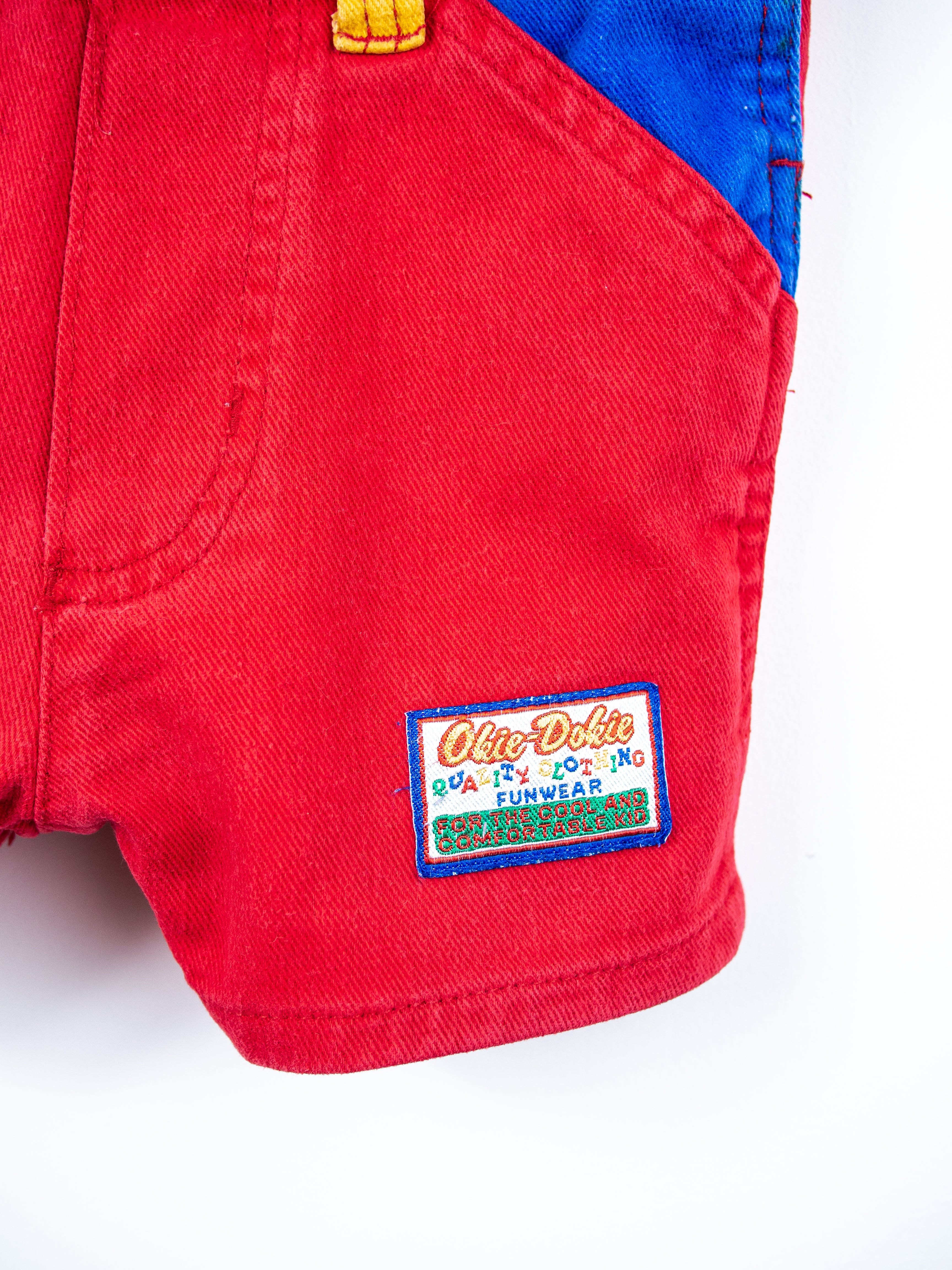 Vintage Colour Block Dungaree Shorties - Age 9-12 months - READ DESCRIPTION