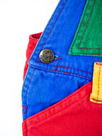 Vintage Colour Block Dungaree Shorties - Age 9-12 months - READ DESCRIPTION