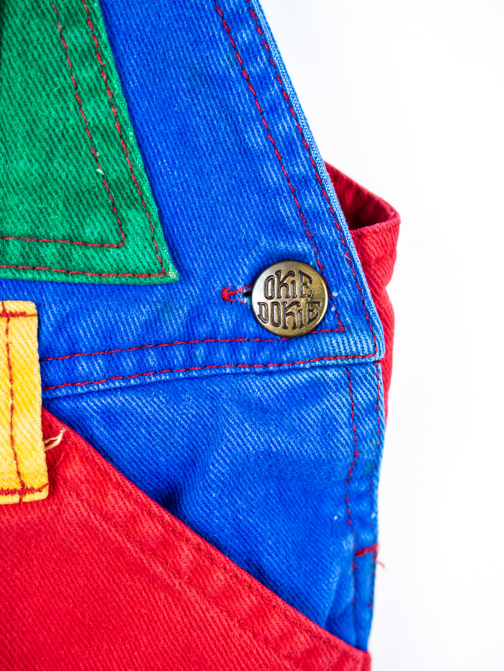 Vintage Colour Block Dungaree Shorties - Age 9-12 months - READ DESCRIPTION