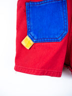 Vintage Colour Block Dungaree Shorties - Age 9-12 months - READ DESCRIPTION