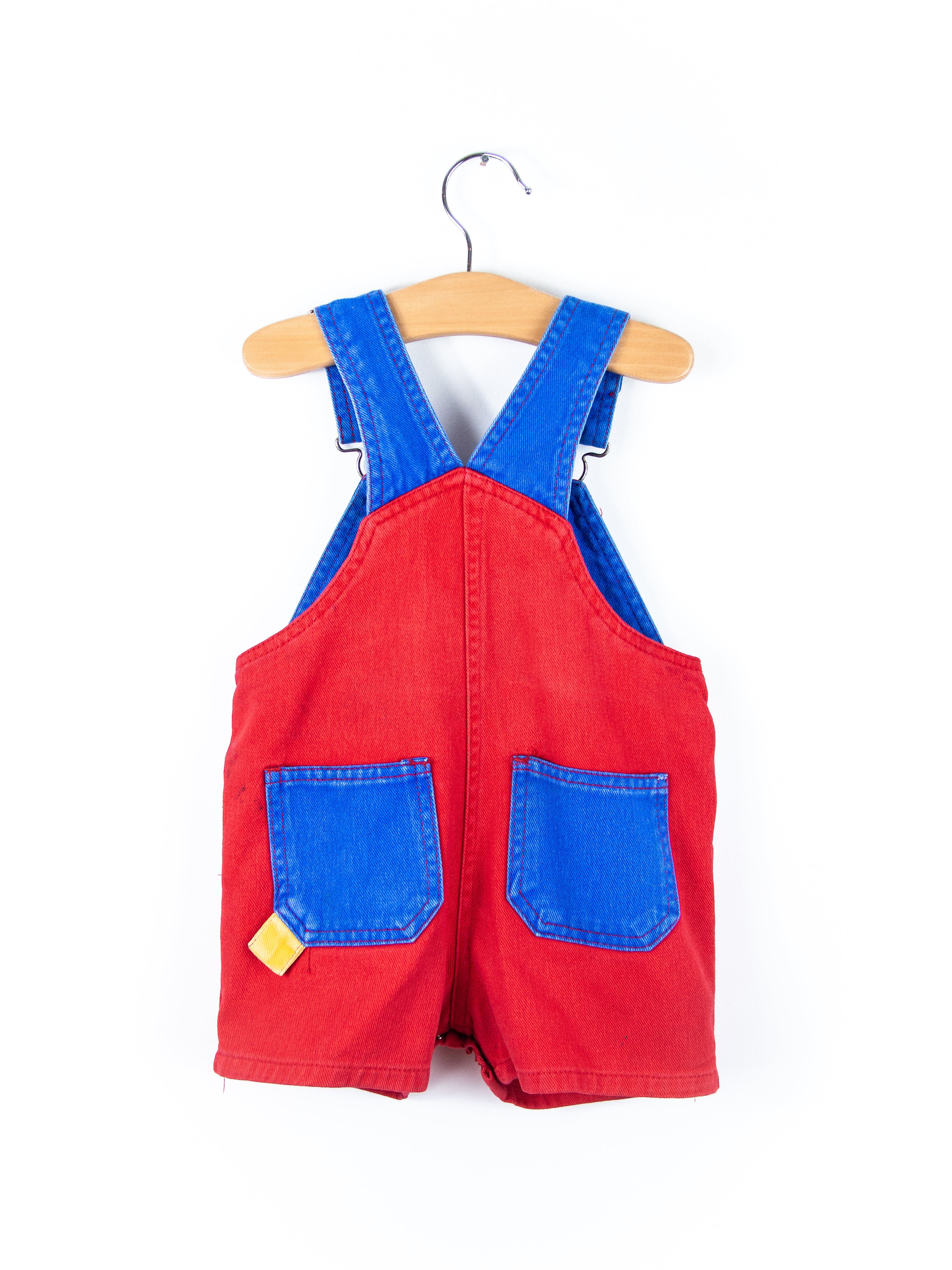Vintage Colour Block Dungaree Shorties - Age 9-12 months - READ DESCRIPTION