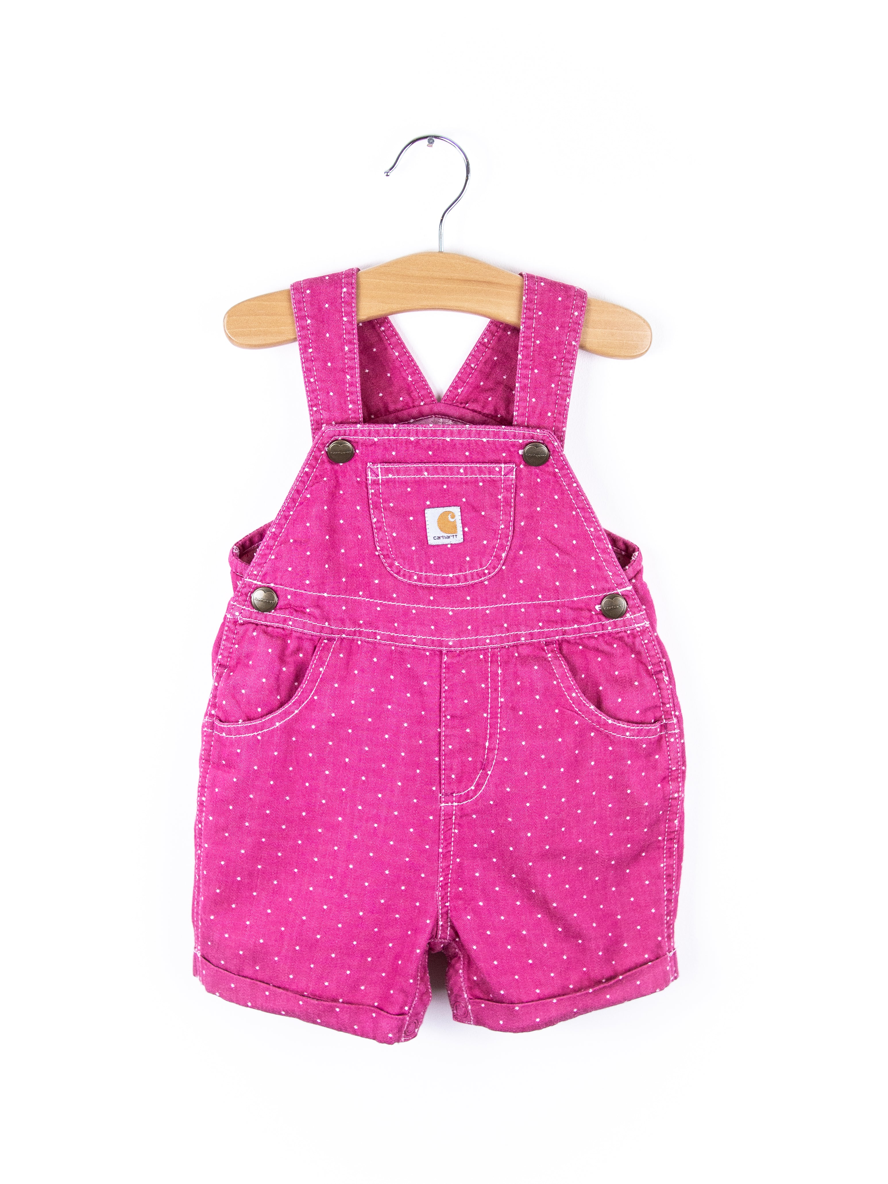 Carhartt Pink Polka Dot Dungaree Shorties - Age 9 months