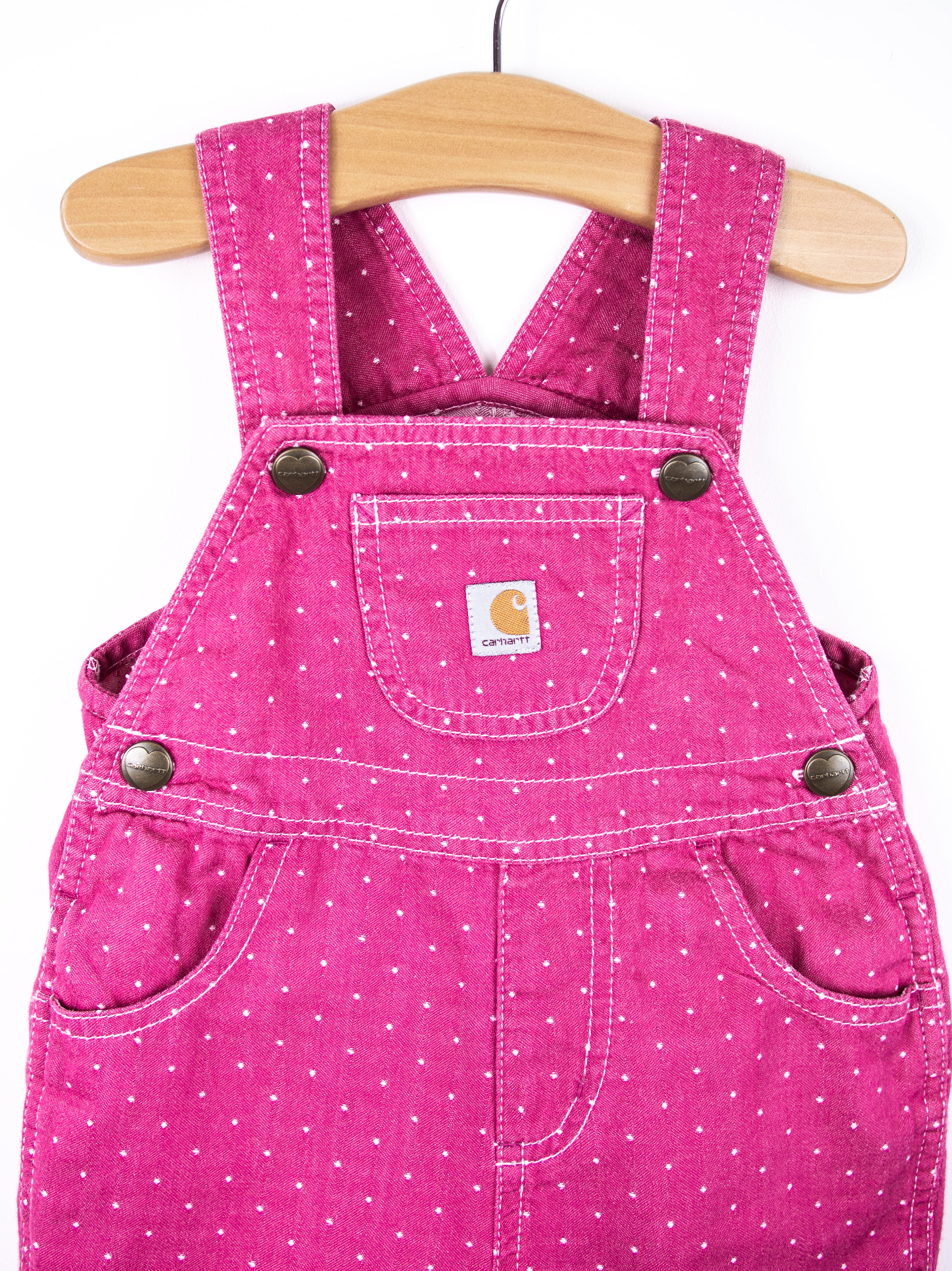 Carhartt Pink Polka Dot Dungaree Shorties - Age 9 months