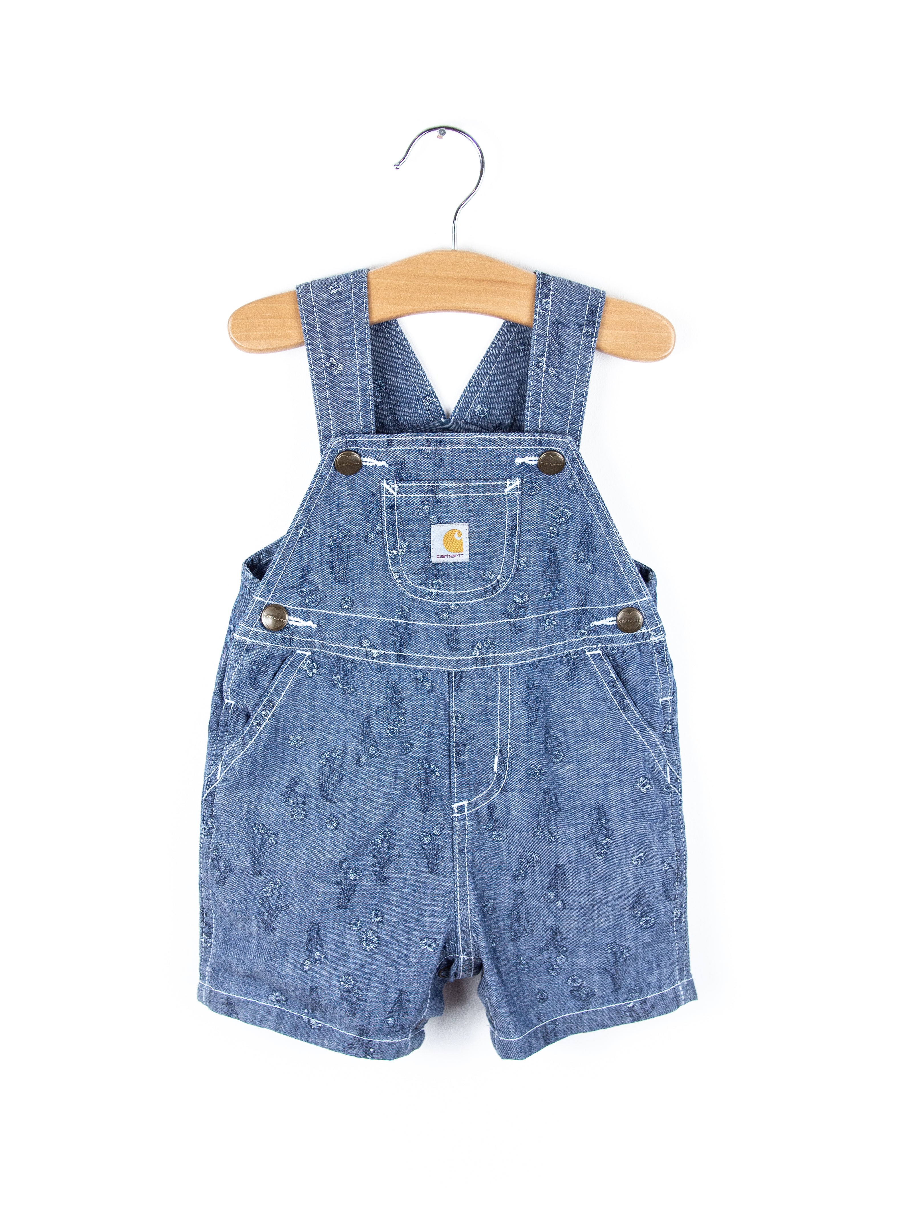 Carhartt Floral  Chambray Denim Dungaree Shorties - Age 9 months