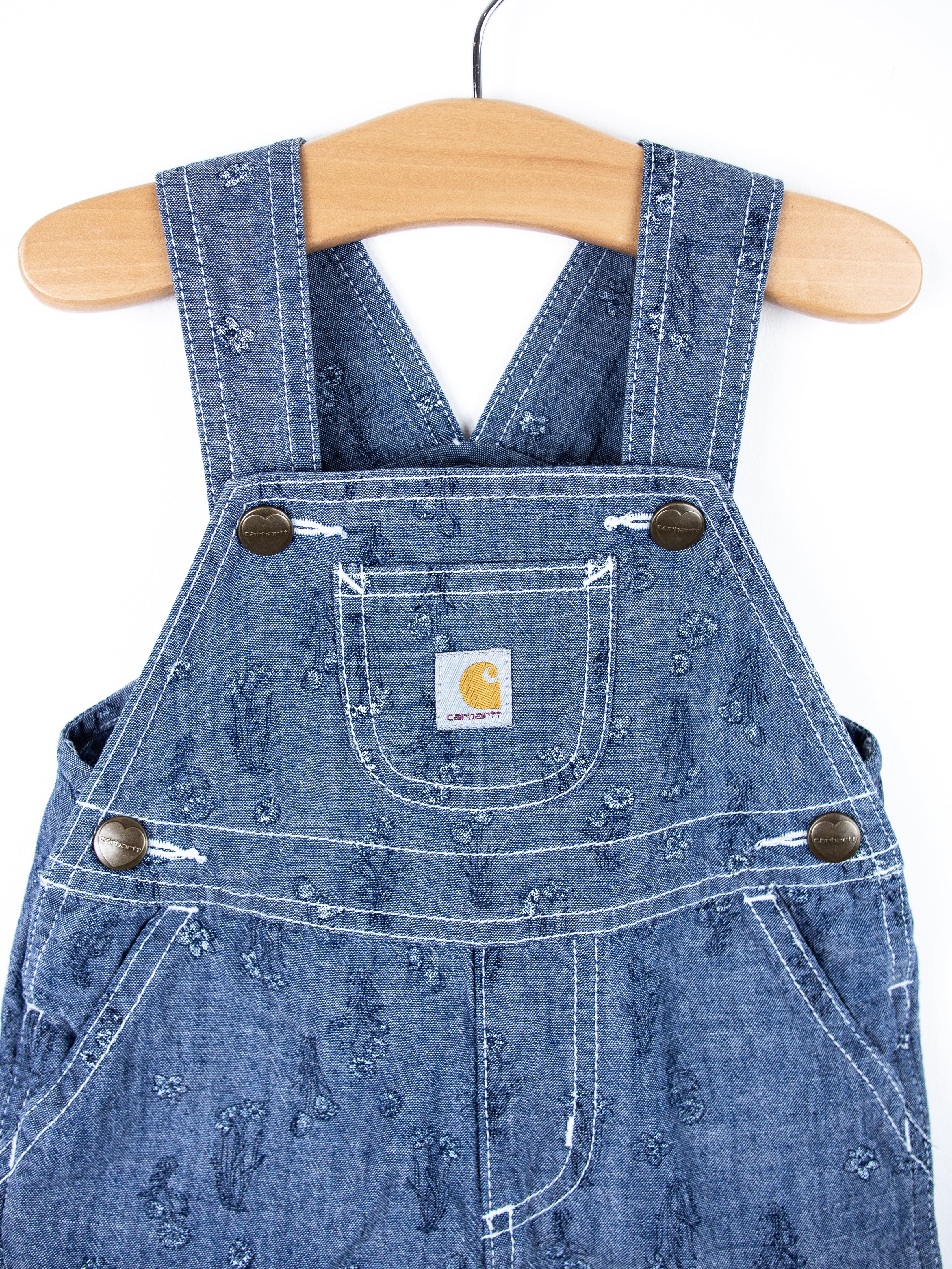 Carhartt Floral  Chambray Denim Dungaree Shorties - Age 9 months