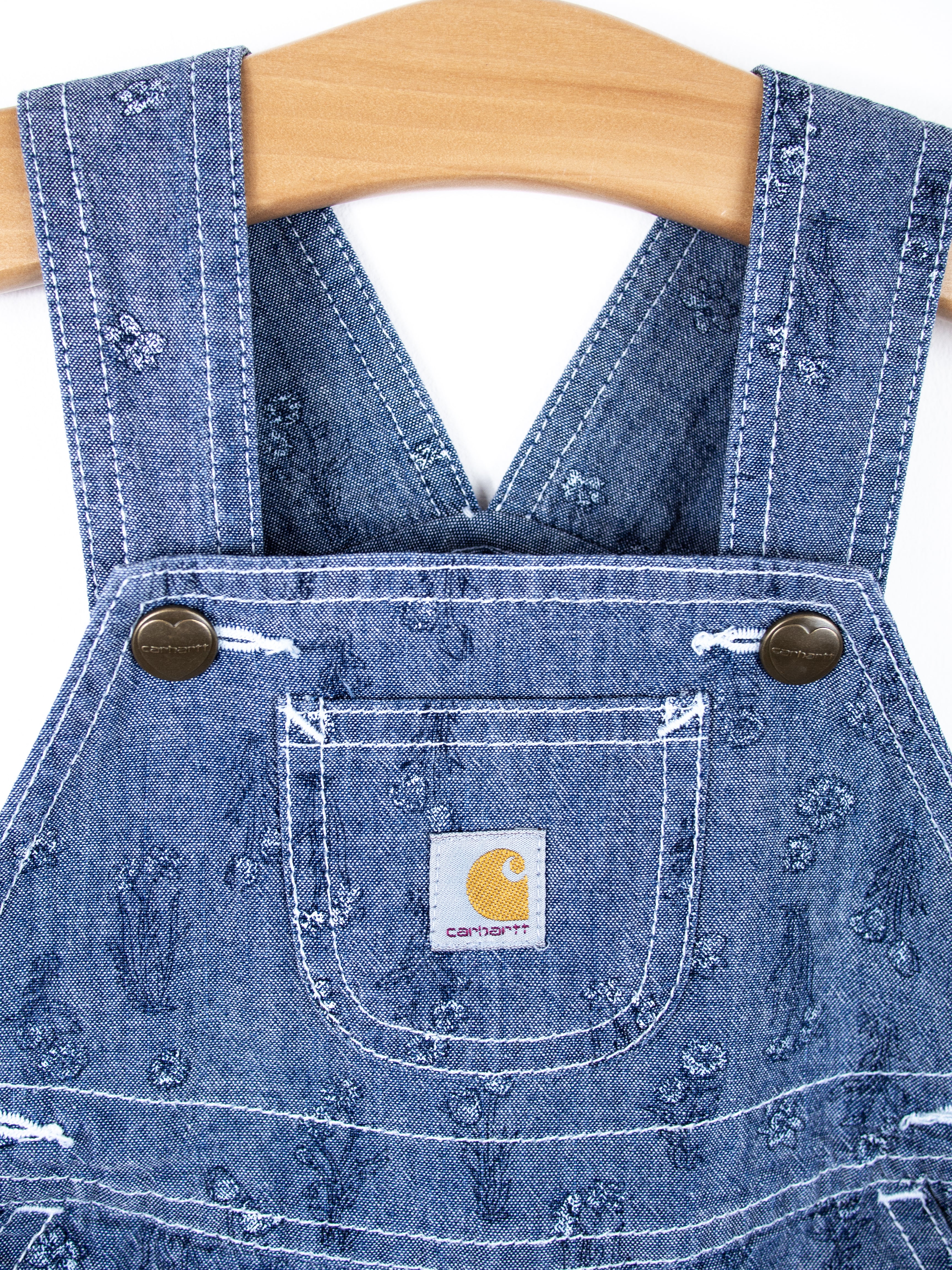 Carhartt Floral  Chambray Denim Dungaree Shorties - Age 9 months
