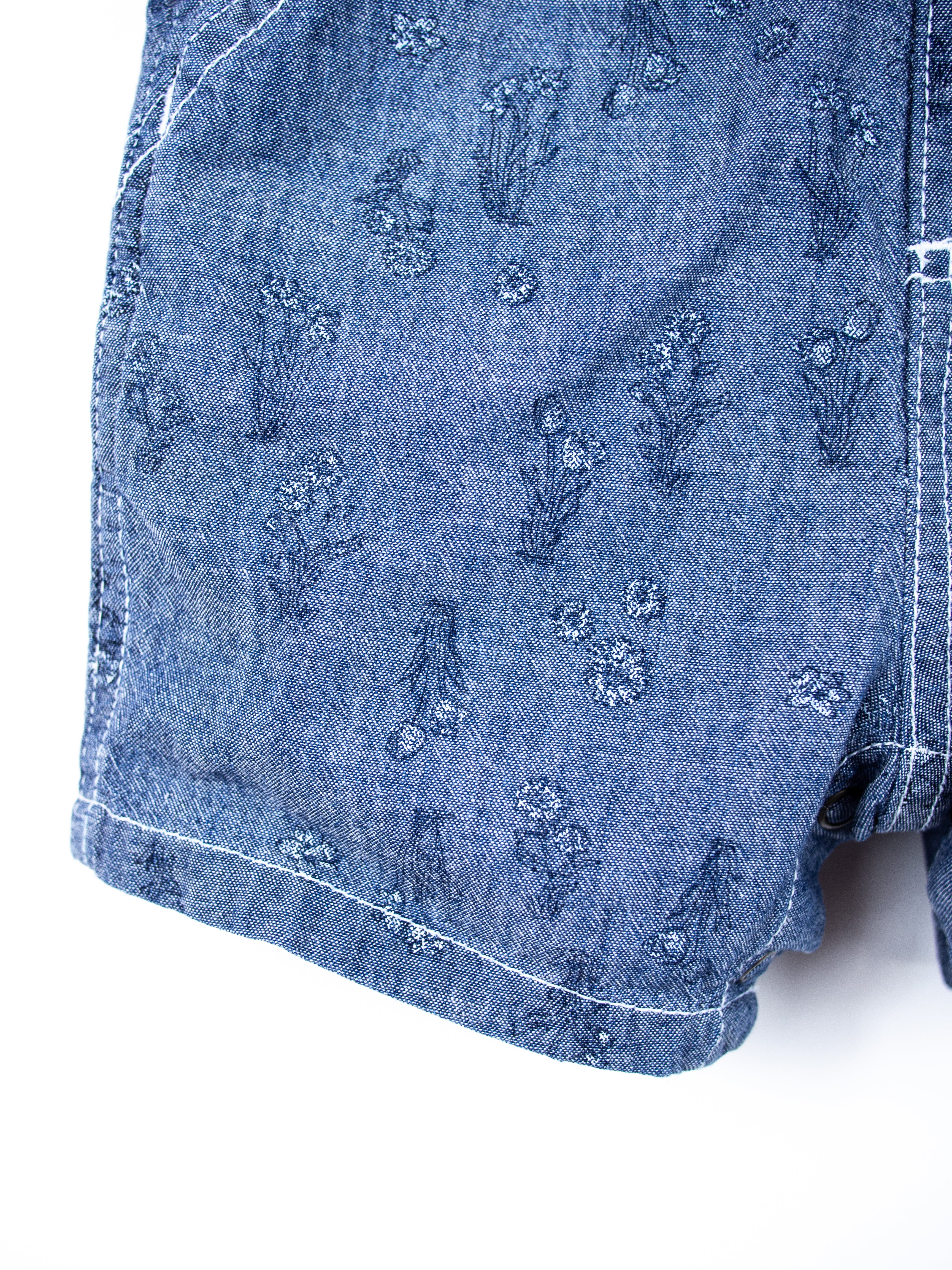 Carhartt Floral  Chambray Denim Dungaree Shorties - Age 9 months