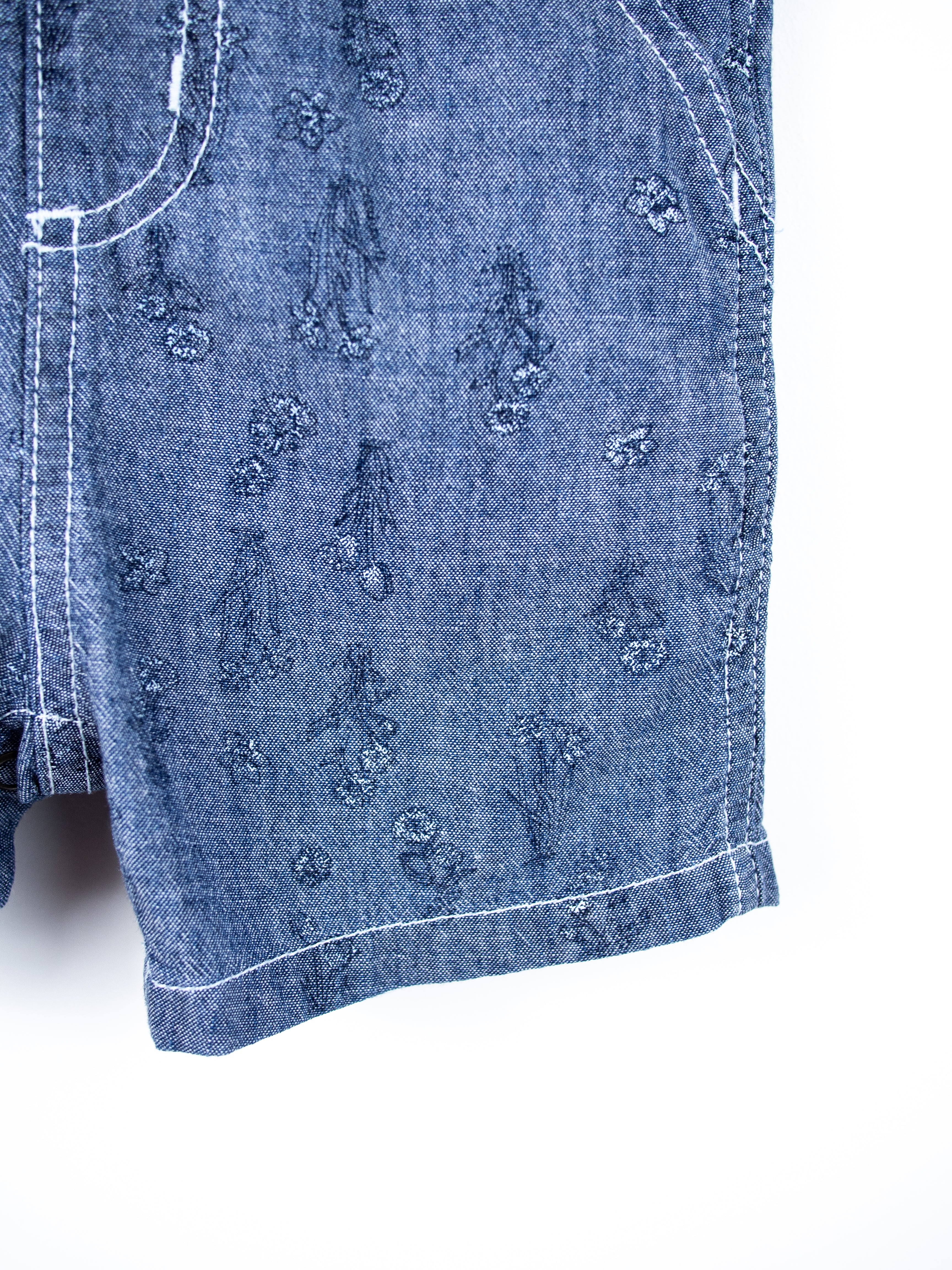 Carhartt Floral  Chambray Denim Dungaree Shorties - Age 9 months