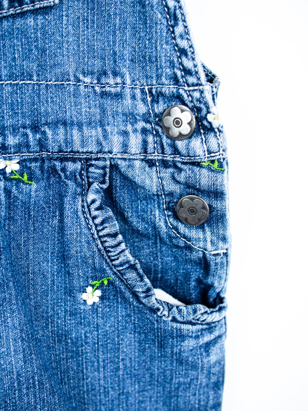 Vintage Carter's Denim Daisy Dungaree Shorties - Age 12 months