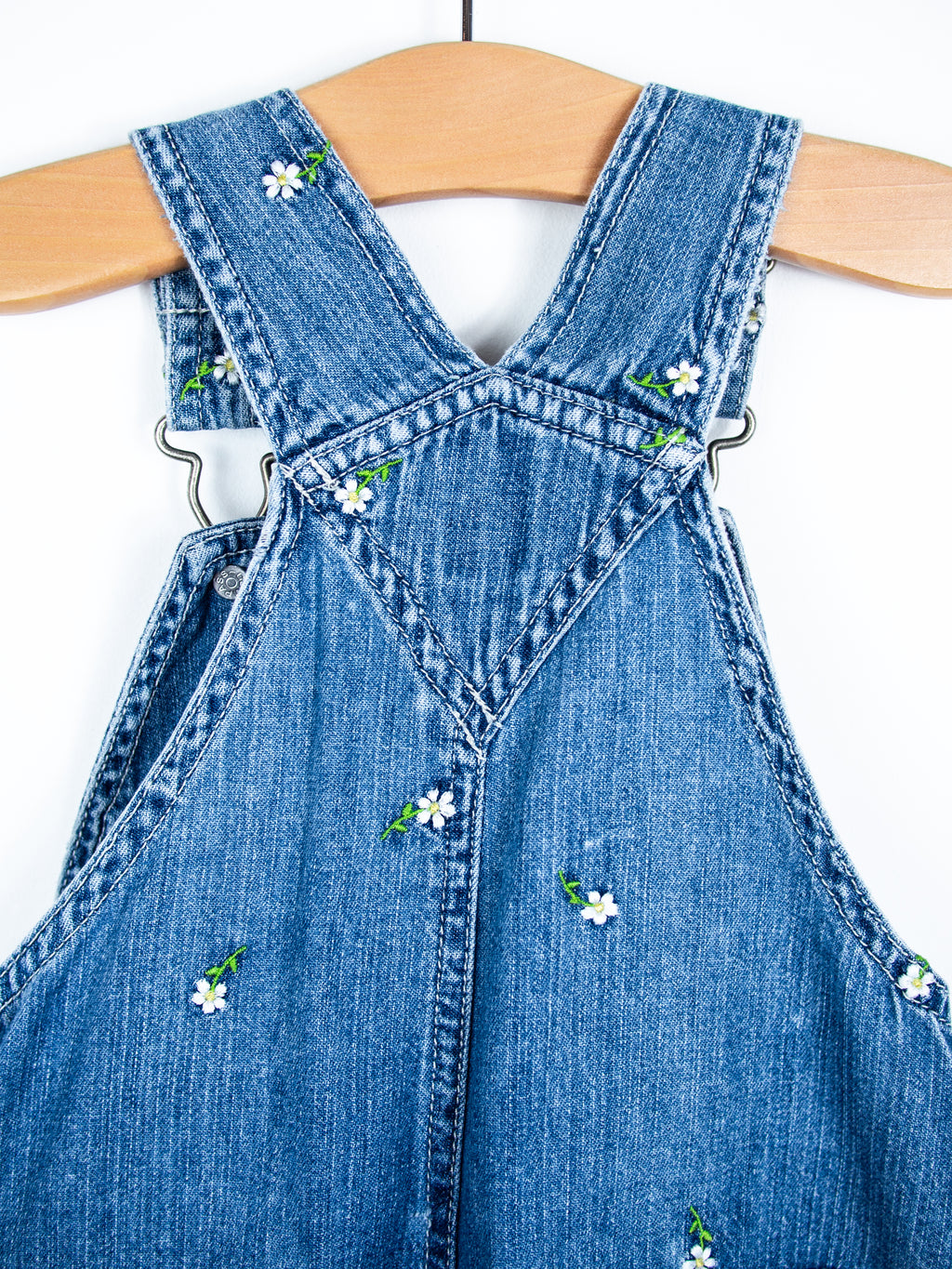 Vintage Carter's Denim Daisy Dungaree Shorties - Age 12 months
