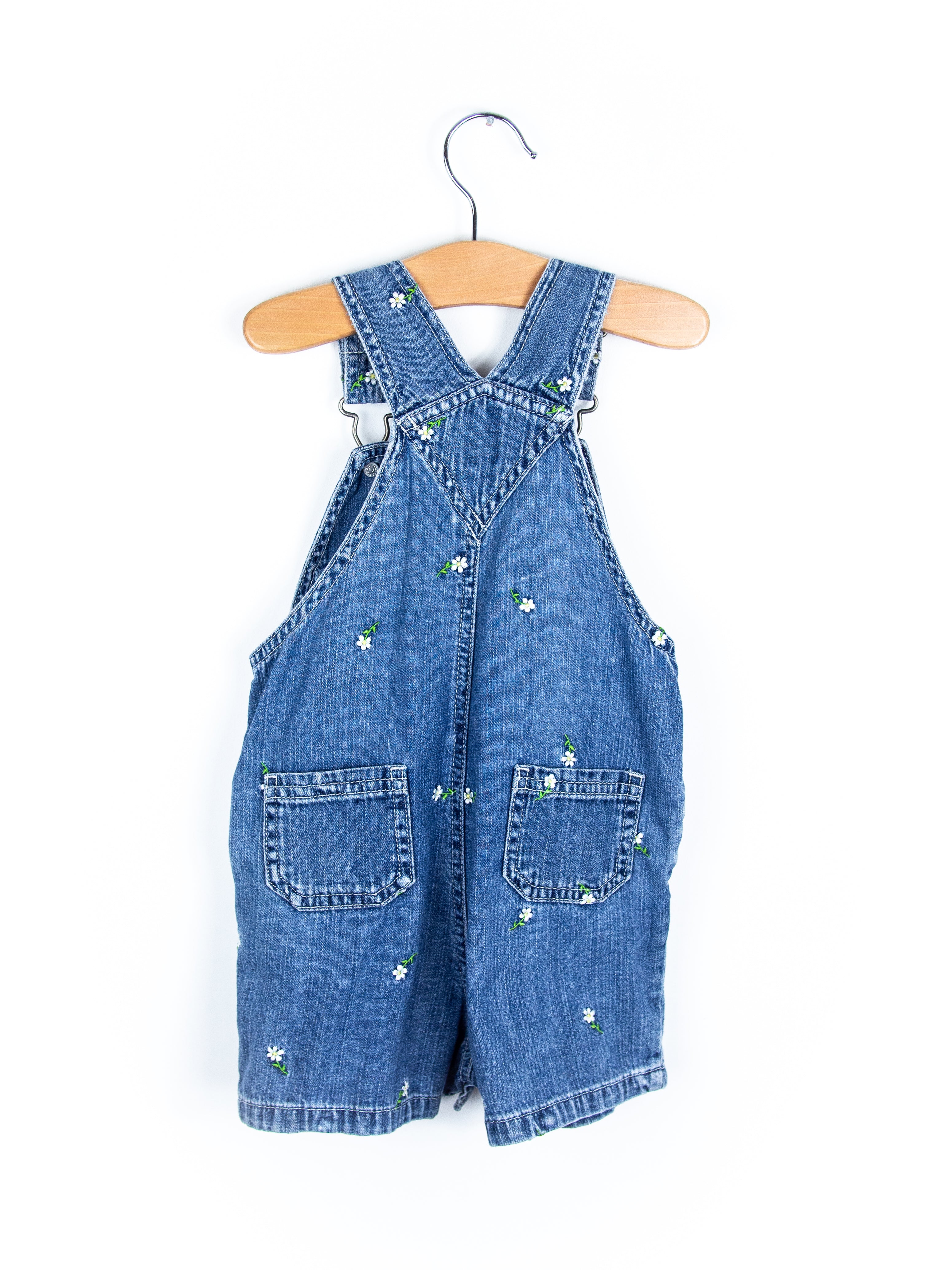Vintage Carter's Denim Daisy Dungaree Shorties - Age 12 months