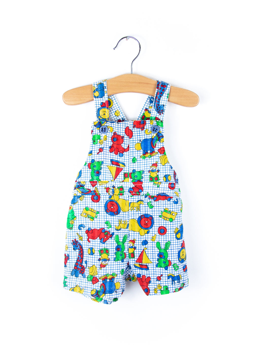 Vintage Healthtex Toy Print Dungaree Shorties - Age 6 months