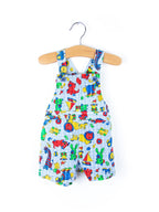 Vintage Healthtex Toy Print Dungaree Shorties - Age 6 months