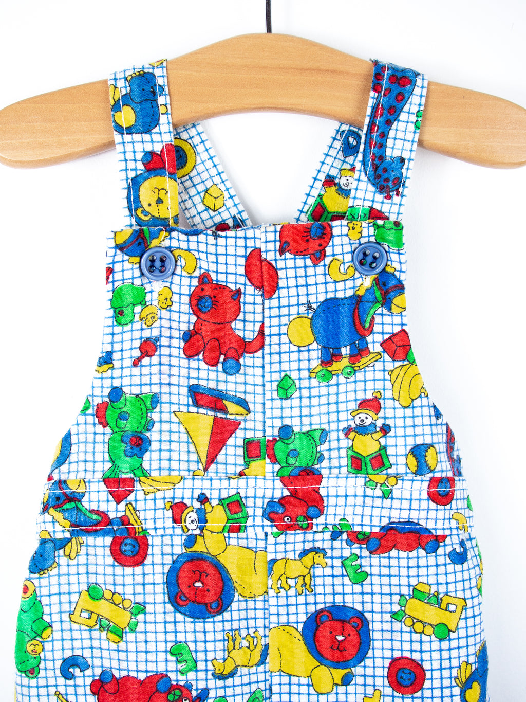 Vintage Healthtex Toy Print Dungaree Shorties - Age 6 months