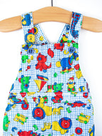 Vintage Healthtex Toy Print Dungaree Shorties - Age 6 months