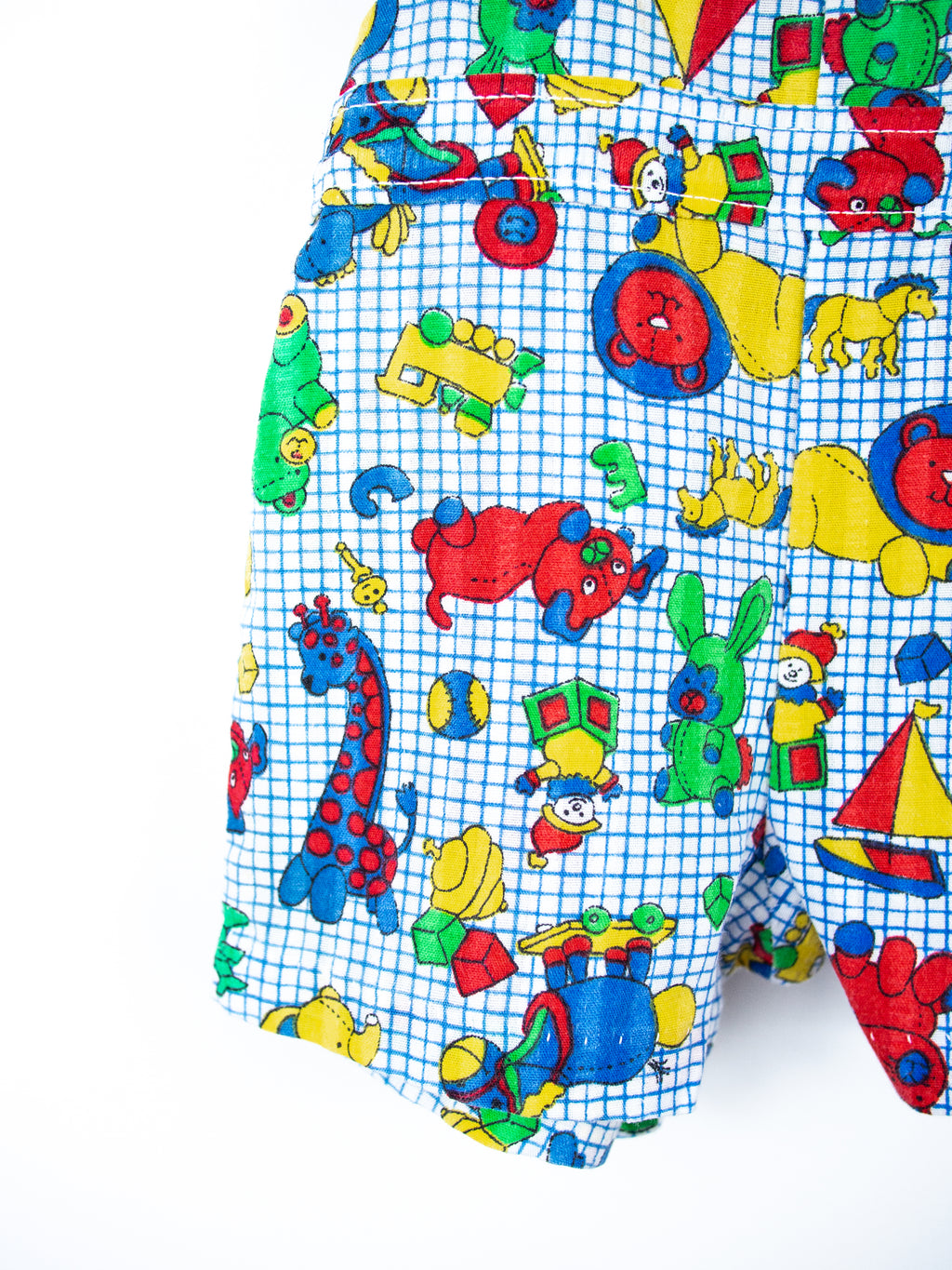 Vintage Healthtex Toy Print Dungaree Shorties - Age 6 months