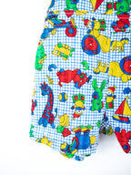 Vintage Healthtex Toy Print Dungaree Shorties - Age 6 months